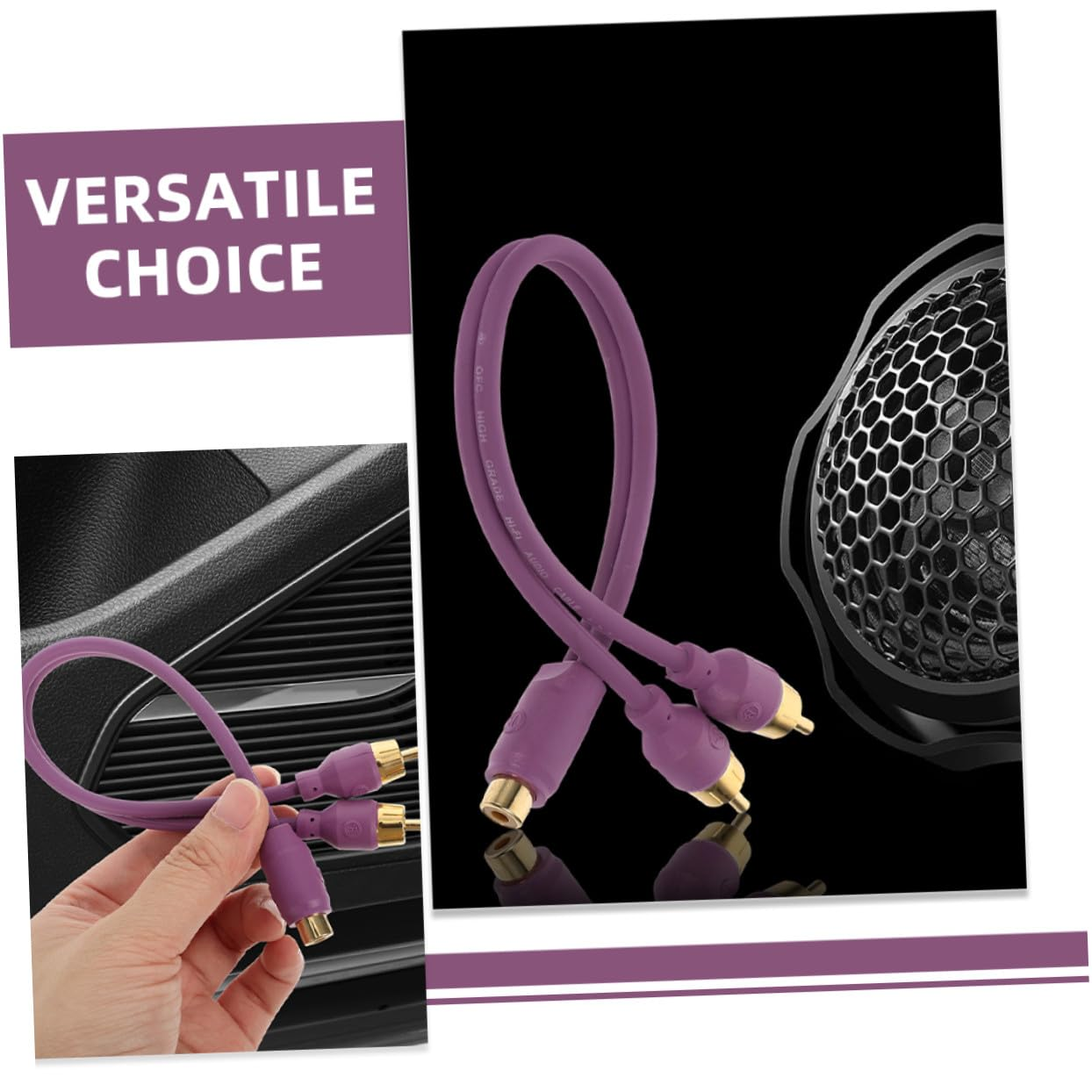 Gogogmee 2Pcs Car Audio RCA Splitter Cable Adapter for Subwoofer Amplifier 1 Female to 2 Male Connectors, Compatible Car Amplifier and Home Theater Audio Systems image number 2