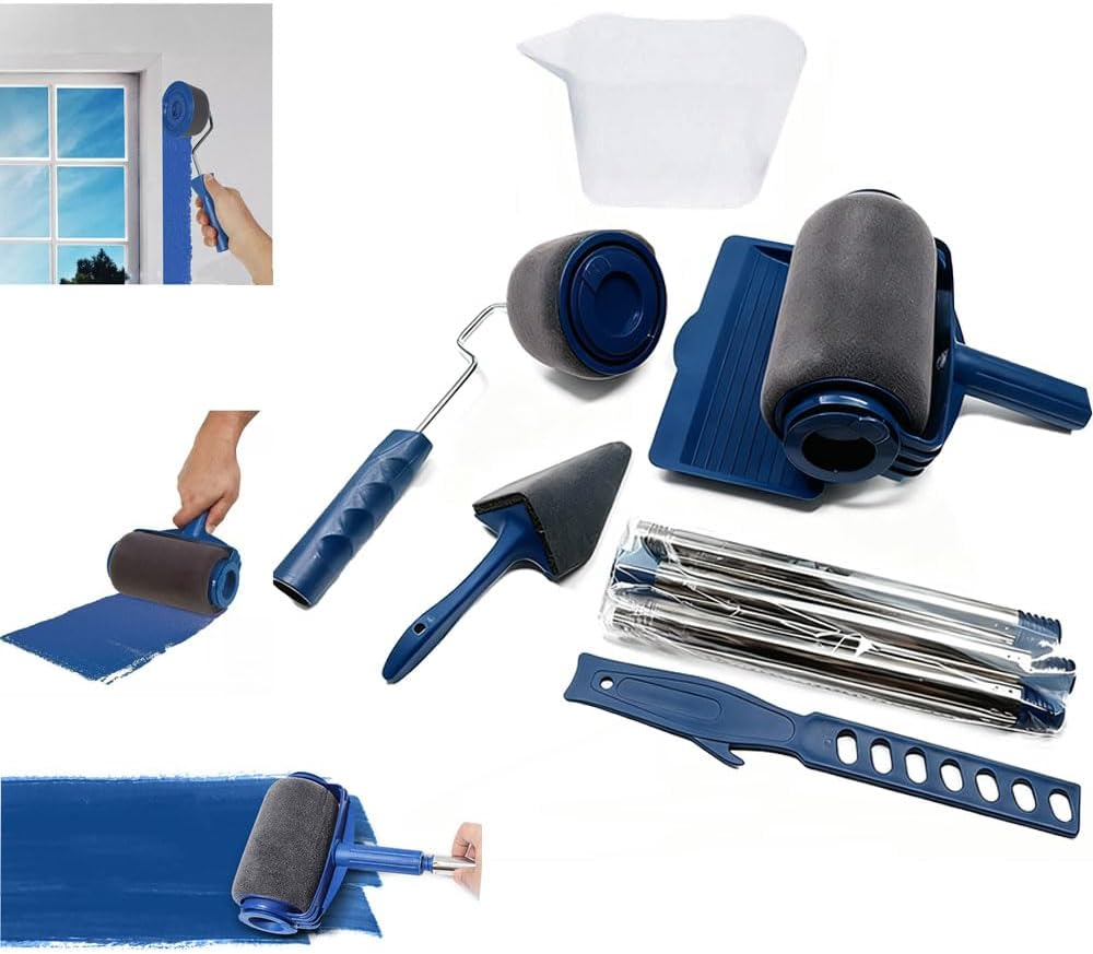 7Pcs Professional Paints Roller Set with Edger and Tray, Paint Roller DIY Wall Painting Brushes Set, Non Drip Painting Roller and Tank Kit, Paint Rollers with Tank for Walls, Ceilings image number 5