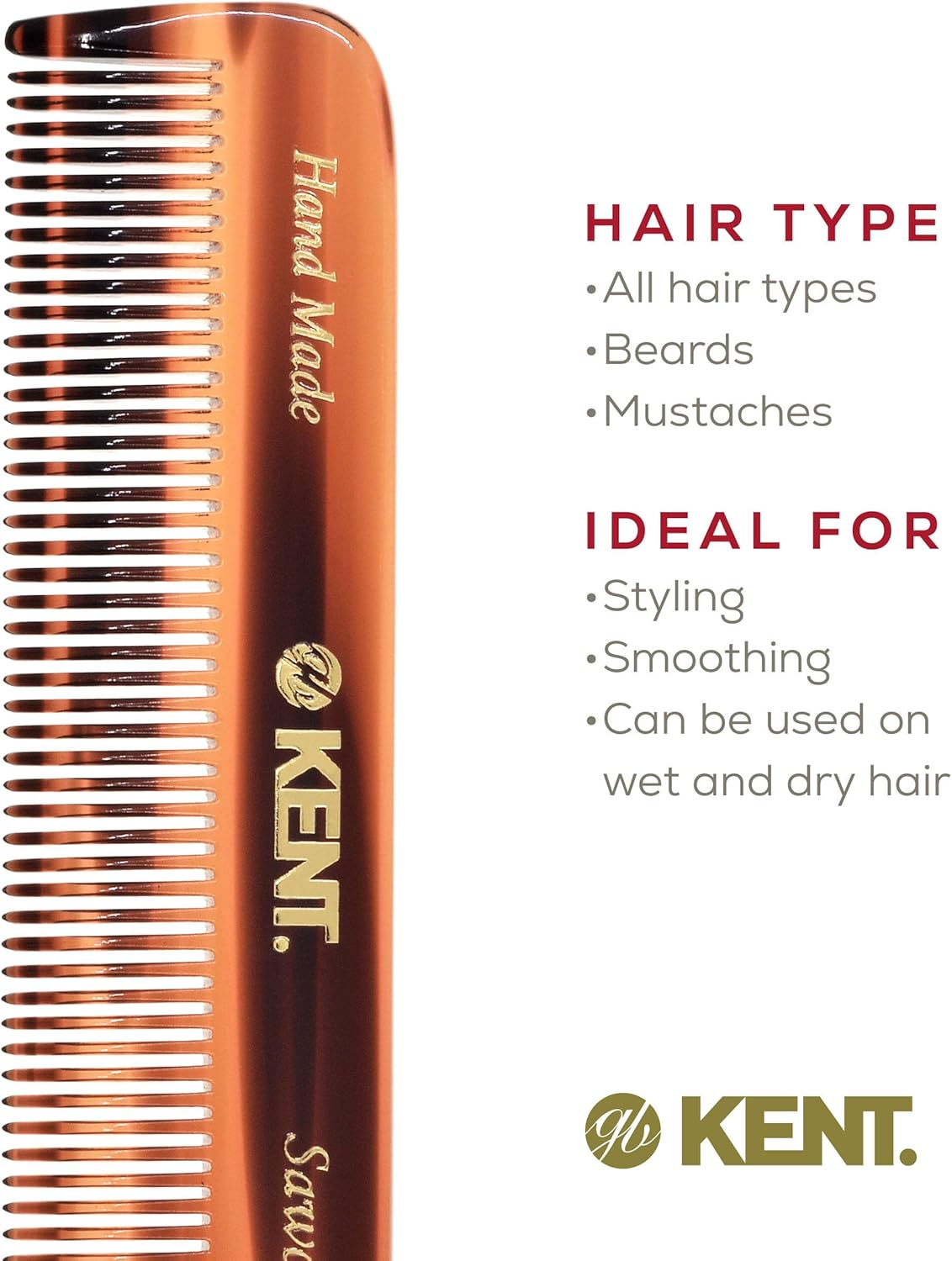 Kent FOT 4 1/2" 112Mm Handmade All Fine Pocket Comb for Styling Medium or Fine Hair (FOT 2-Pack) image number 4