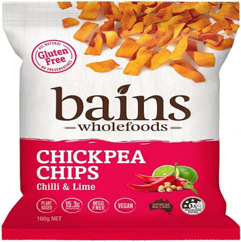Bains Wholefoods Chickpea Chips Chilli & Lime Flavour, 100 G