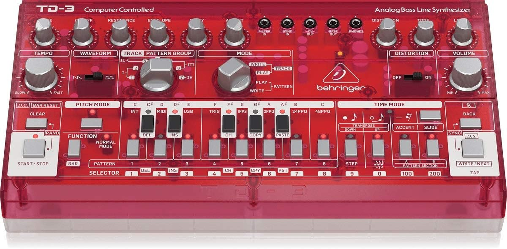 Behringer TD-3-SB Analog Bass Line Synthesizer with VCO, VCF, 16-Step Sequencer, Distortion Effects and 16-Voice Poly Chain image number 3