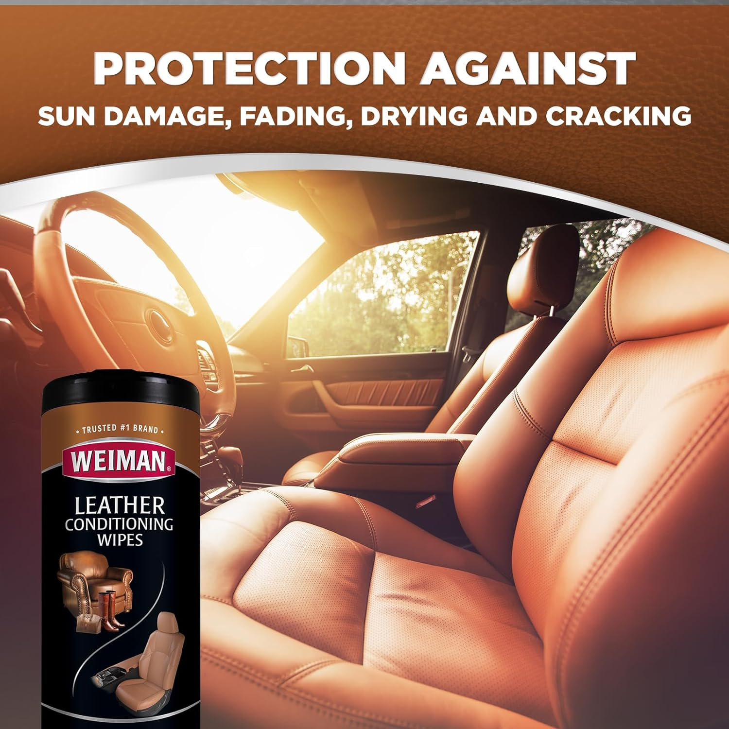 Weiman Leather Conditioning Wipes - Leather Cleaning Wipes for Furniture & Car Seats &ndash; Cleans, Shines, Conditions & Protects Leather - 30 Count (17.8 Cm X 20.3 Cm), Pack of 4 image number 1