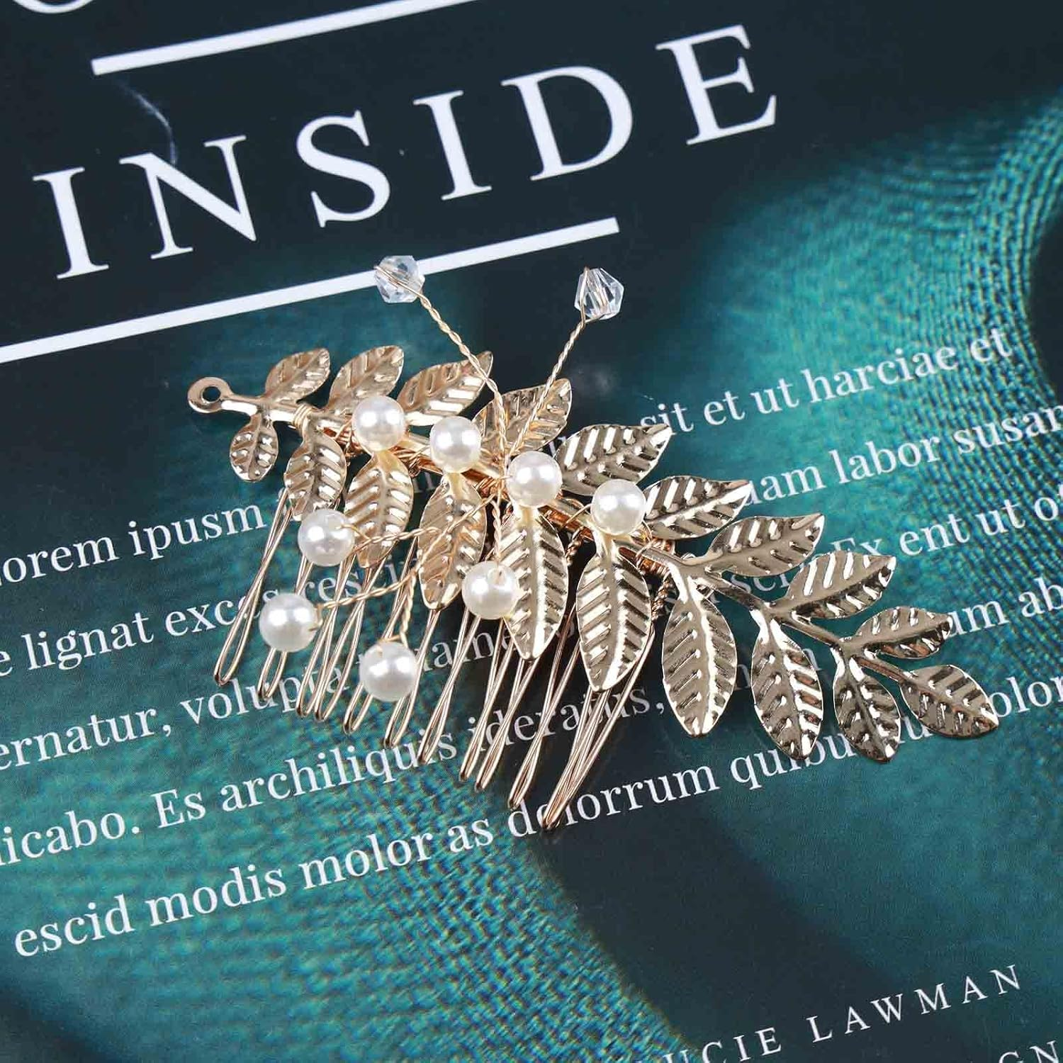 Yheakne Crystal Wedding Hair Comb Gold Pearl Hair Comb Barrette Bridal Hair Comb Headpieces Decorative Head Comb Headpiece Rhinestone Hairpiece Side Comb Hair Accessories for Women and Girls (Gold) - Silver image number 4