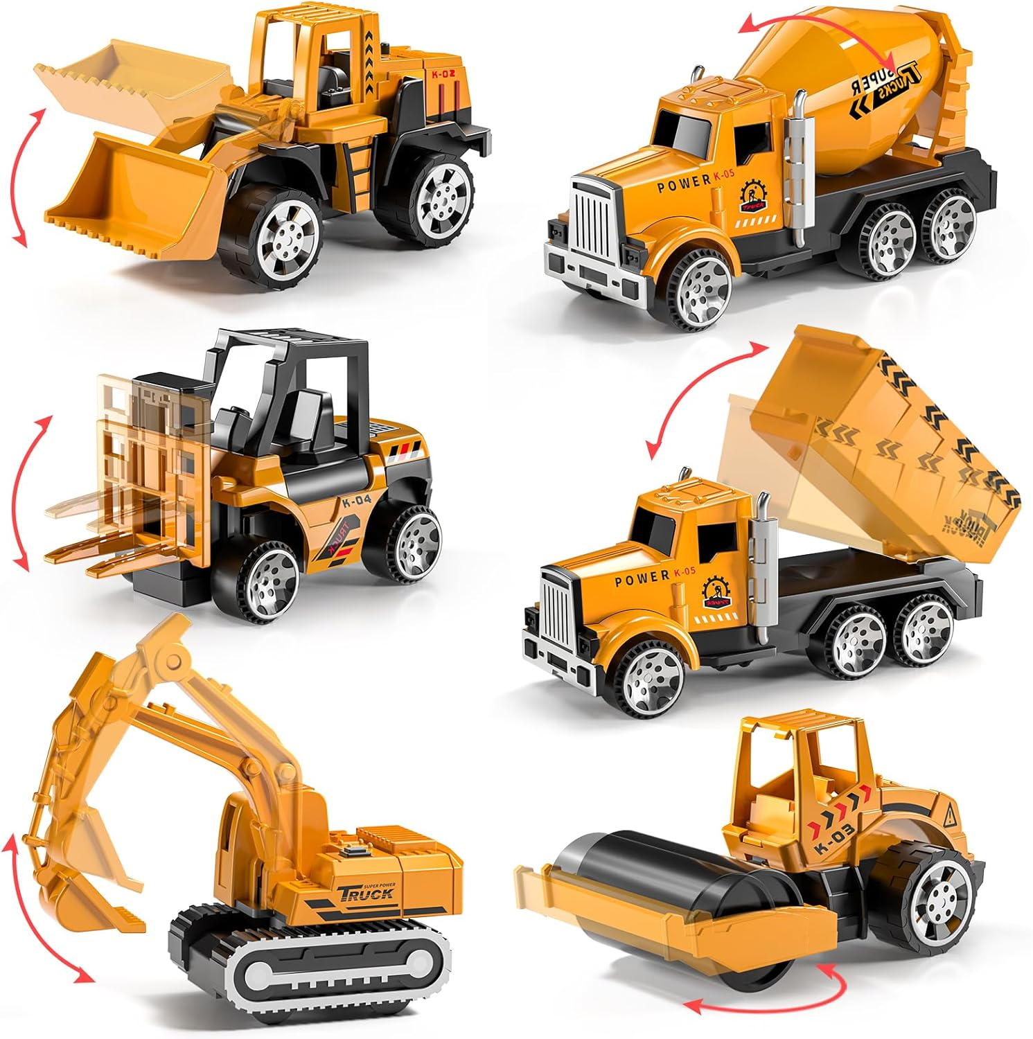 Construction Vehicle Trucks Cars Toy for 3 4 5 6 Years Old Boys Kids - Carrier Play Set with Play Mat, Die-Cast Car Toys with Excavator, Forklift, Birthday Gifts Toys for 3-9 Year Old Boys