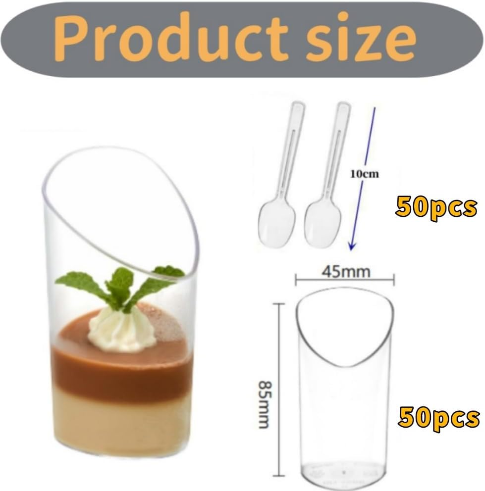 DACUAN 50Pcs Dessert Cups,Small Reusable,For Mousse, Pudding, Ice Cream, Desserts, Drinks, Washable Clear Dessert Cups for Mousse.（Round） image number 5
