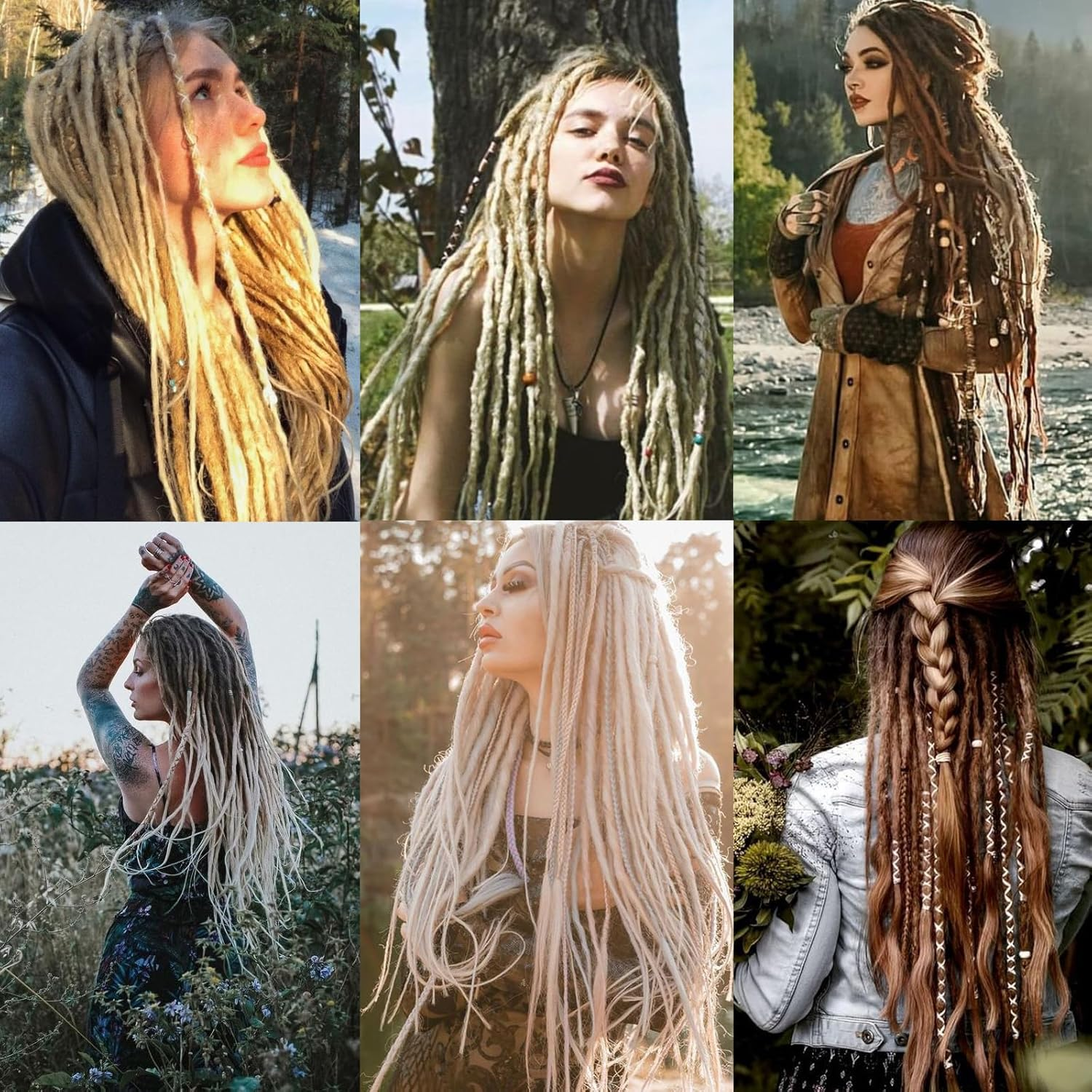 Samtress 18 Inch 20 Strands Thin 0.6 Cm Dreadlock Extensions Reggae Hip-Hop Synthetic Hair Ombre Blonde Handmade Loc Crochet Braiding Hair Extensions (#T27) image number 5