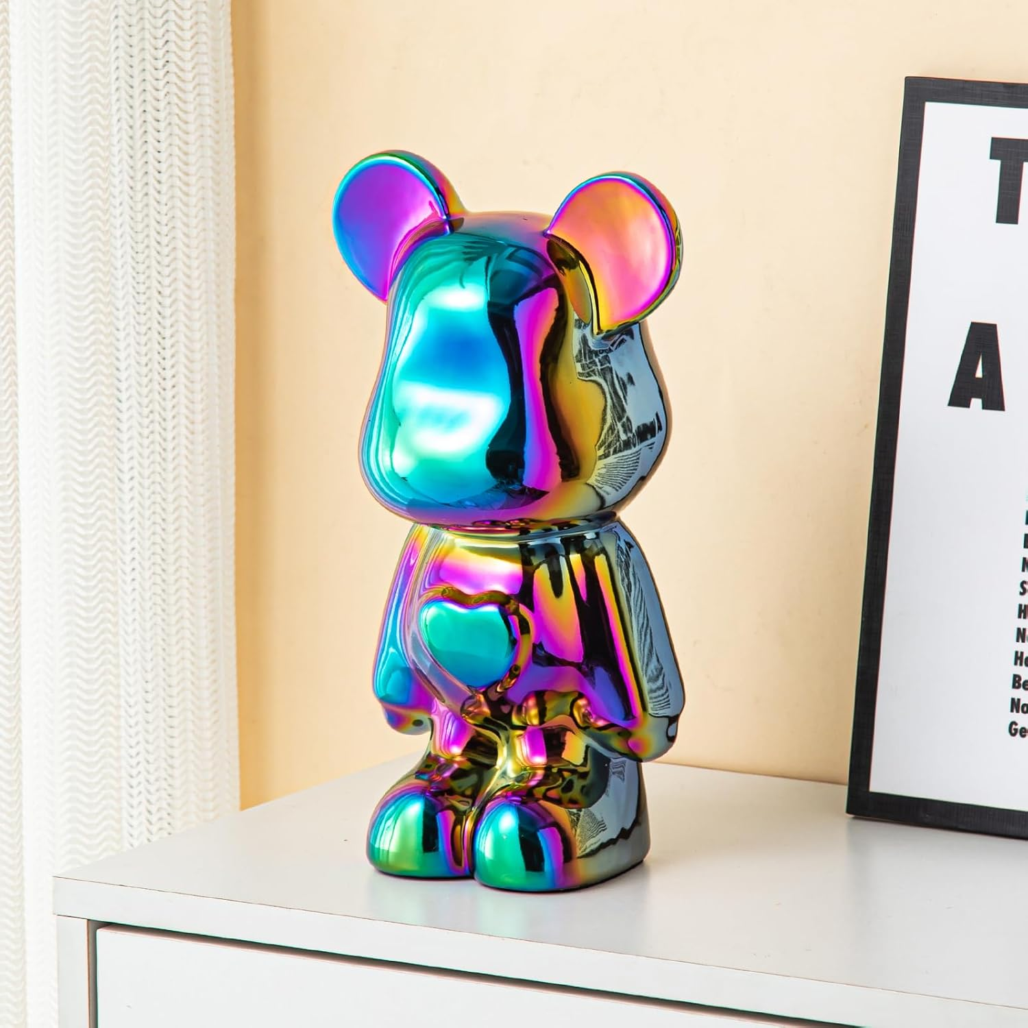 Yundu Ceramic Piggy Bank for Kids and Adults - Coin Bank for Girls and Boys - White Love Bear Decoration - Modern D&eacute;cor, Hypebeast Room D&eacute;cor - Gifts for Birthdays