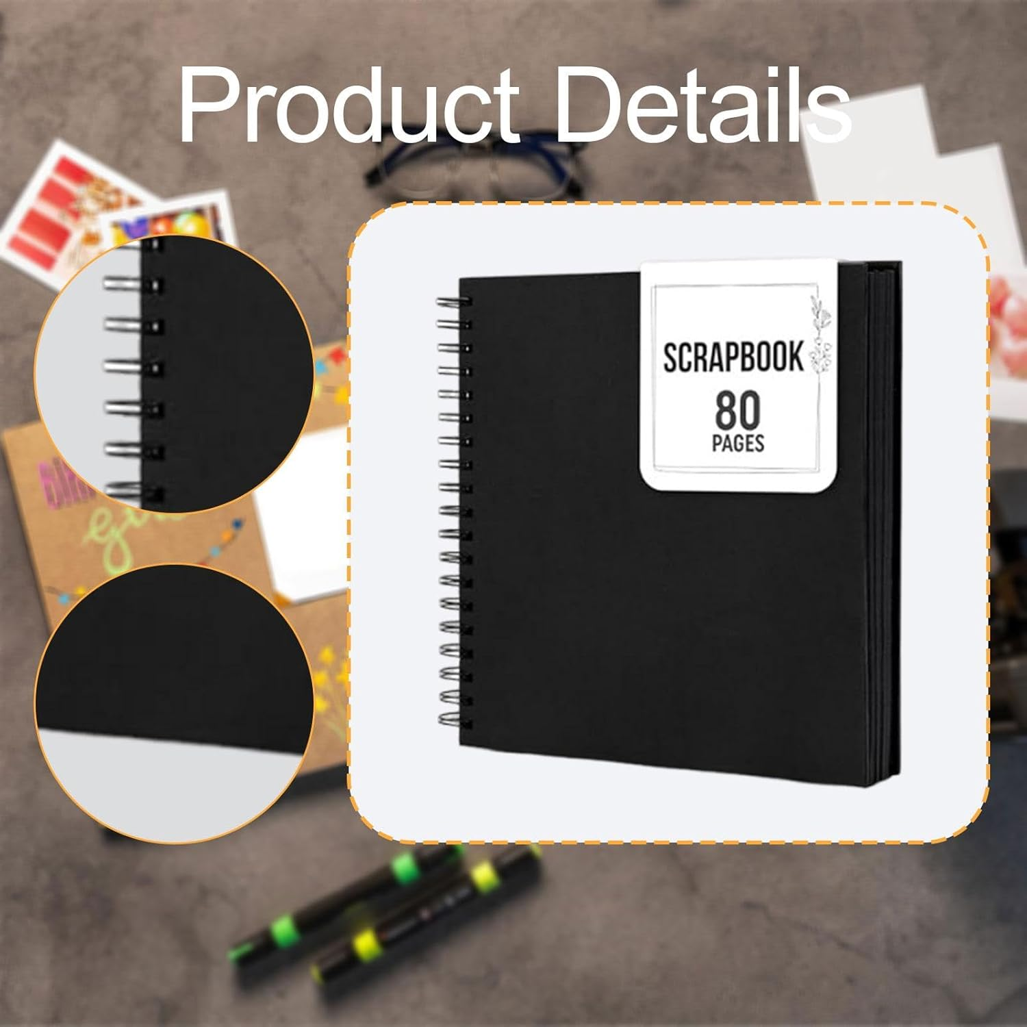 Scrapbook Photo Album DIY Photo Keepsake Album Wedding Anniversary Scrapbooks Albums Book, Black - Brown image number 2