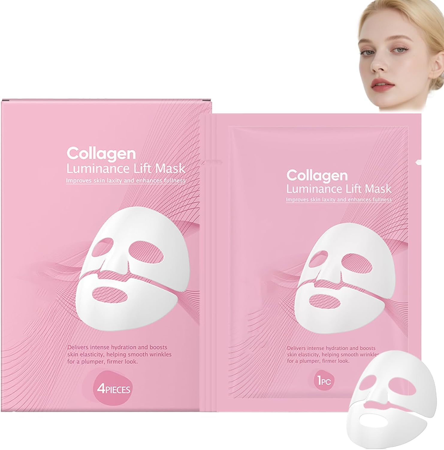 Quasi Bio Collagen Hydrogel Sheet Mask,Korean Collagen Glow up Face Mask 2.0,Reduces Aging Signs Firm Skin Deep Hydrating Mask for Fine Lines Fading&Pore Refinement,All Skin Types (4 PCS) (1) image number 5