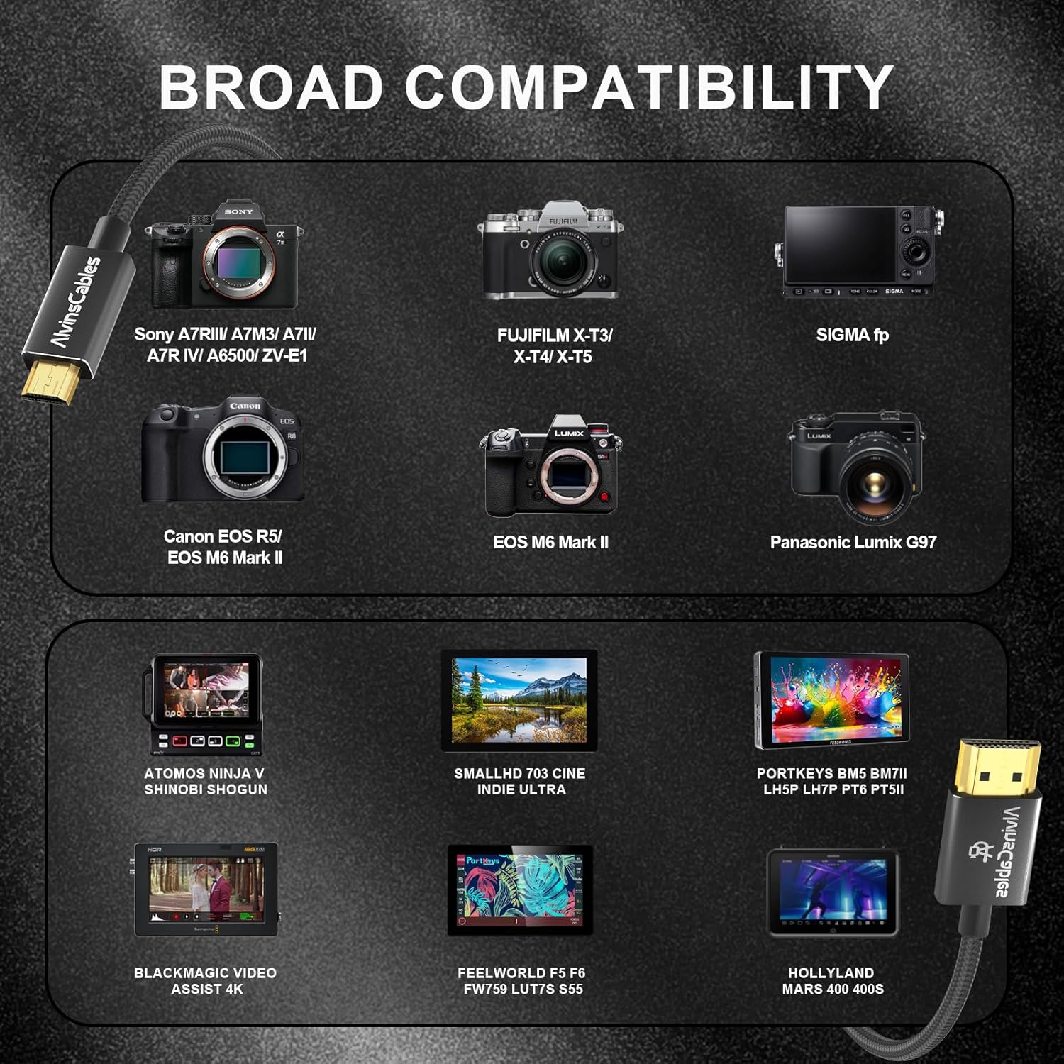 Alvin'S Cables 8K 2.1 Micro HDMI to HDMI Coiled Cable for Atomos Ninja V, 8K@60Hz 4K@60Hz High-Speed HDMI Cable for Sony A7RIII A7II A7M3, for FUJIFILM X-T4 X-T3, Braided Black image number 3