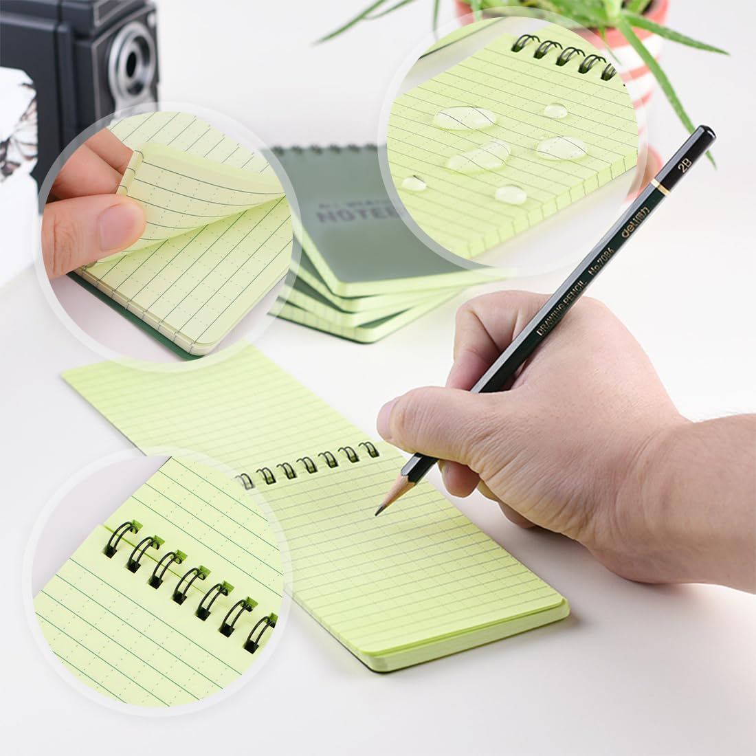 LZYMSZ 10PCS Waterproof Notebook, 3 X 5" 48 Sheets Pocket Spiral Memo Paper Notepad All-Weather Field Notebooks, Tactical Note Book Police Rain Notepad with Grid Paper for Outdoor Activities Recording