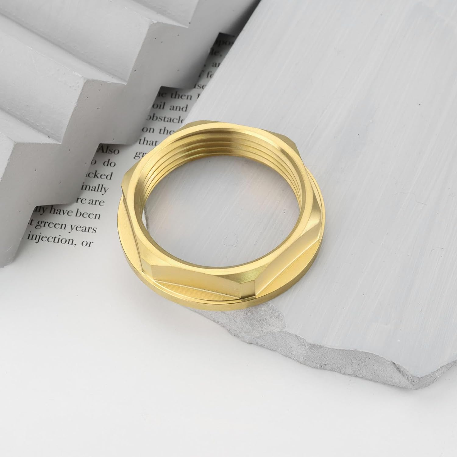 YINETTECH 2Pcs 1 1/4 Inches BSP Flanged Brass Nuts Basin Waste Back Nuts for Securing Ball Valves Toilet Handles Tank Connectors to Toilet Cisterns image number 3