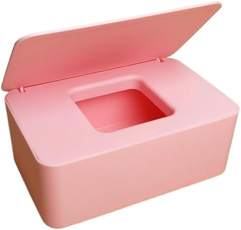 Wipes Dispenser with Sealing Lid &ndash; Refillable Baby Wipes Container & Tissue Holder Keeps Wipes Moist, Large Capacity Wet Wipes Box for Bathroom, Nursery, Home & Travel (Pink)