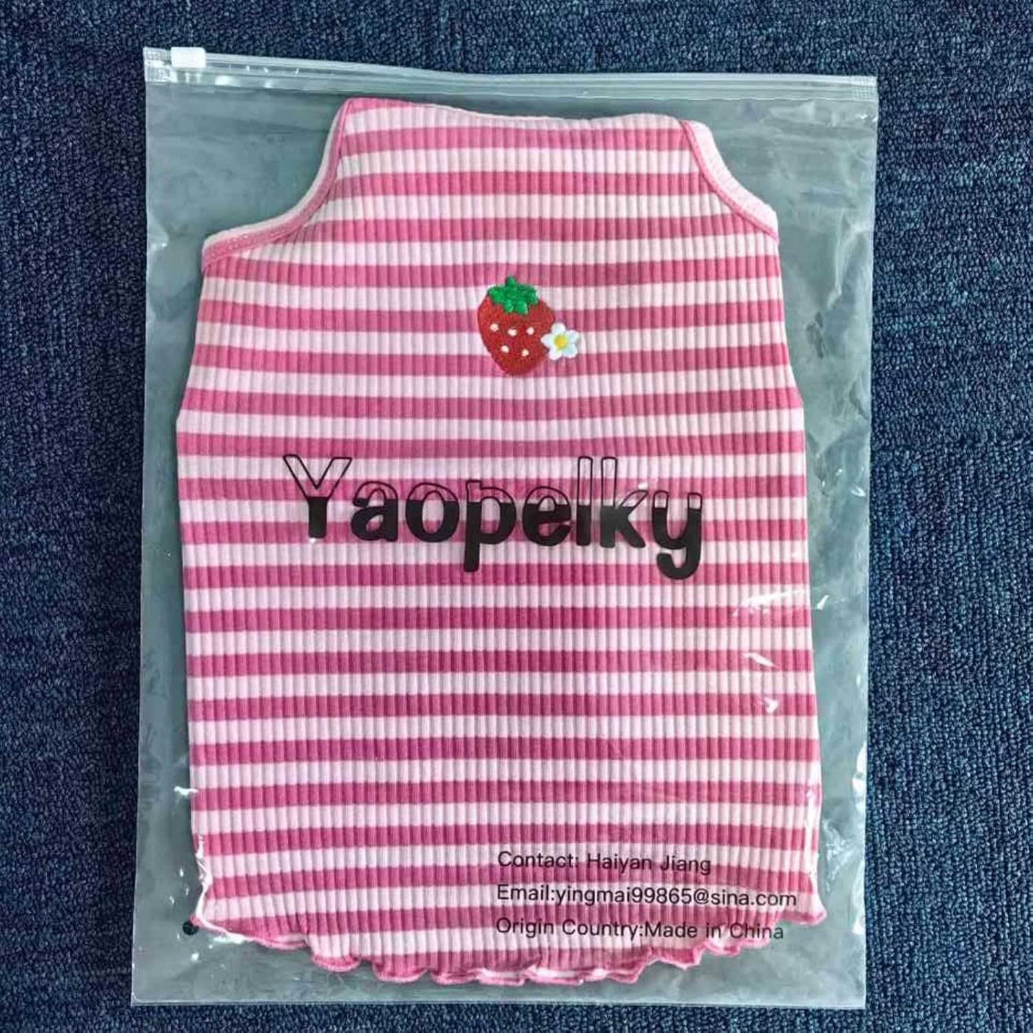 Yaopelky 2 Pieces Small Medium Dogs Summer Clothes Dog Striped Shirt Cute Flower Strawberry Embroidery Vest Pet Outfit for Chihuahua Yorkie Teddy (Pink-Green, S) image number 2