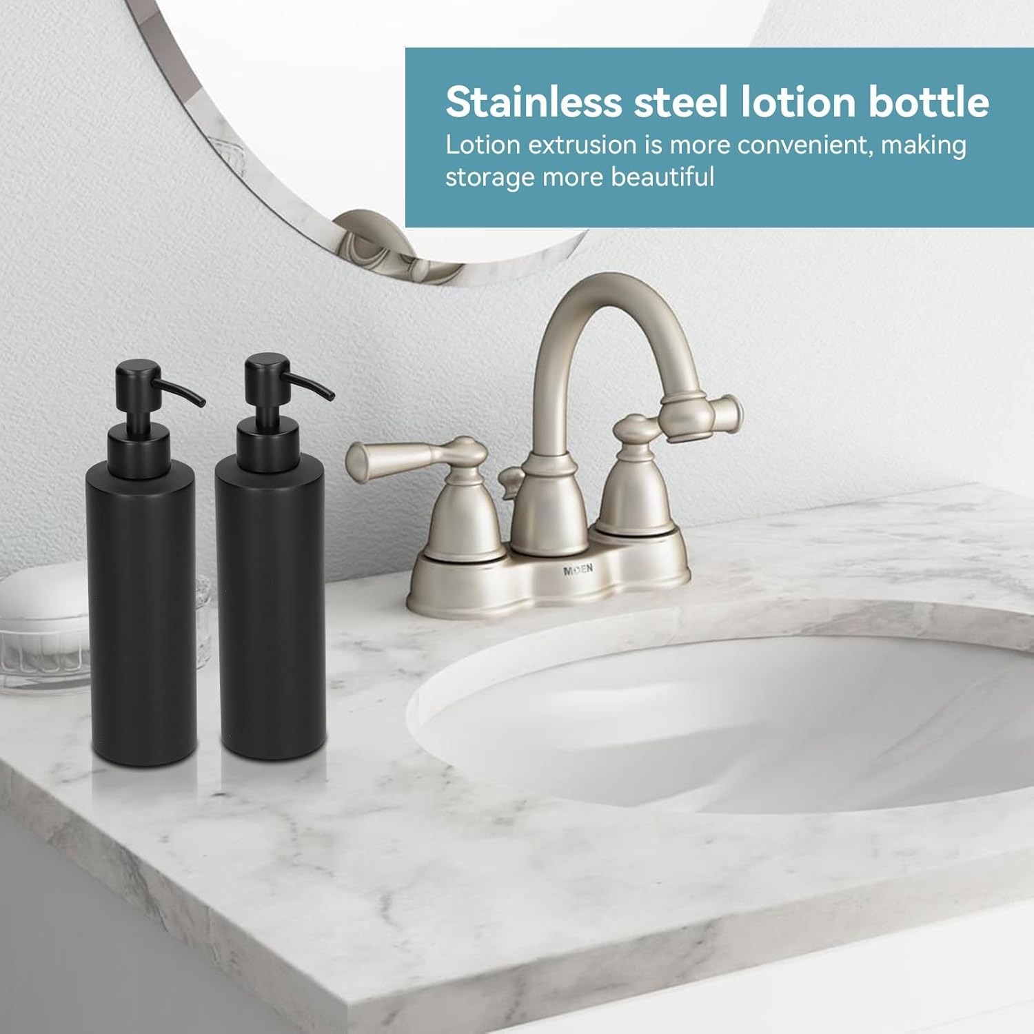 Gsycle Soap Dispenser, 350Ml Matte Black Stainless Steel Soap Dispenser Slim Soap Dispenser Liquid Hand Soap Dispenser for Bathroom Sink Countertop image number 3