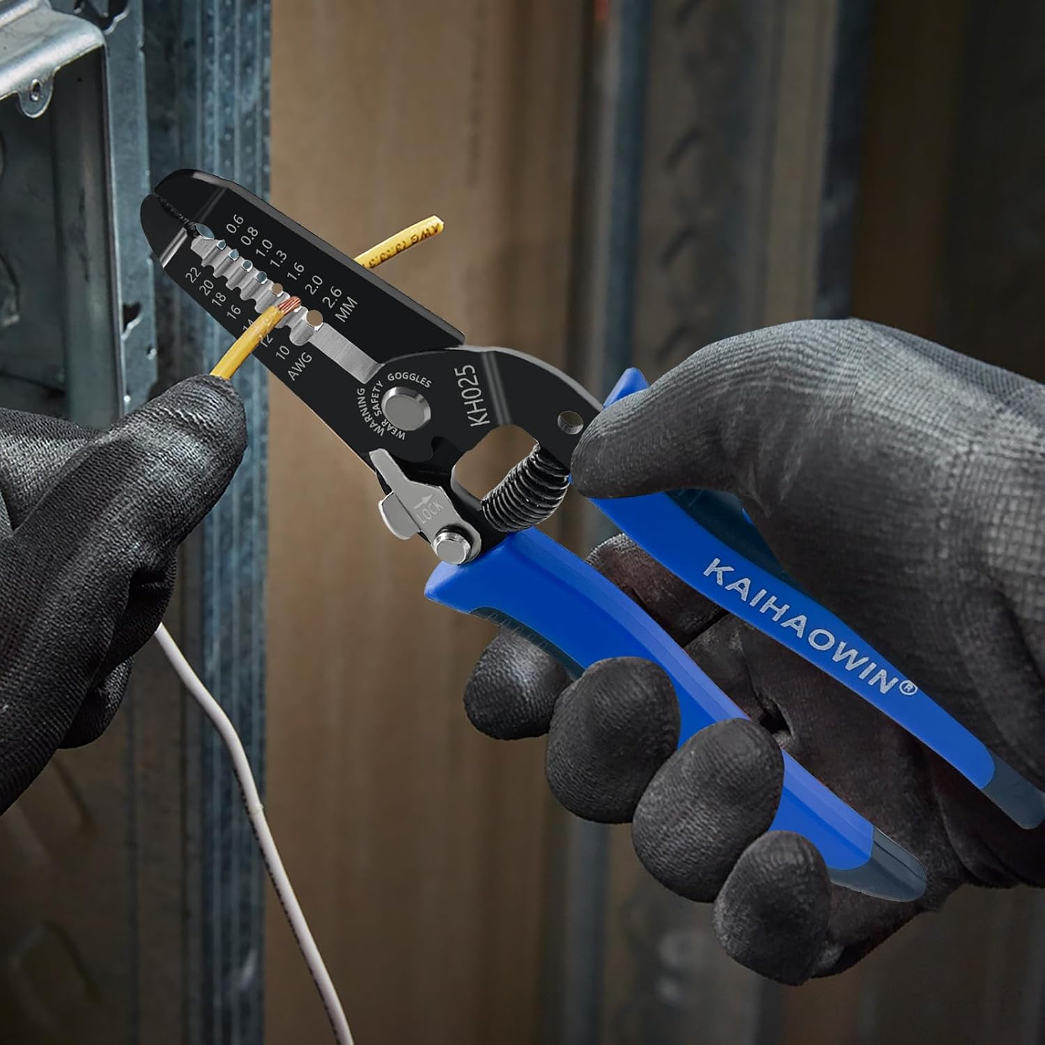 KAIHAOWIN 5 Pack Wire Stripper and Cutter with Safety Lock and Spring Loaded Professional Stripping Pliers Electrican Tool Small Gauge for 10-22 AWG Stranded Wire