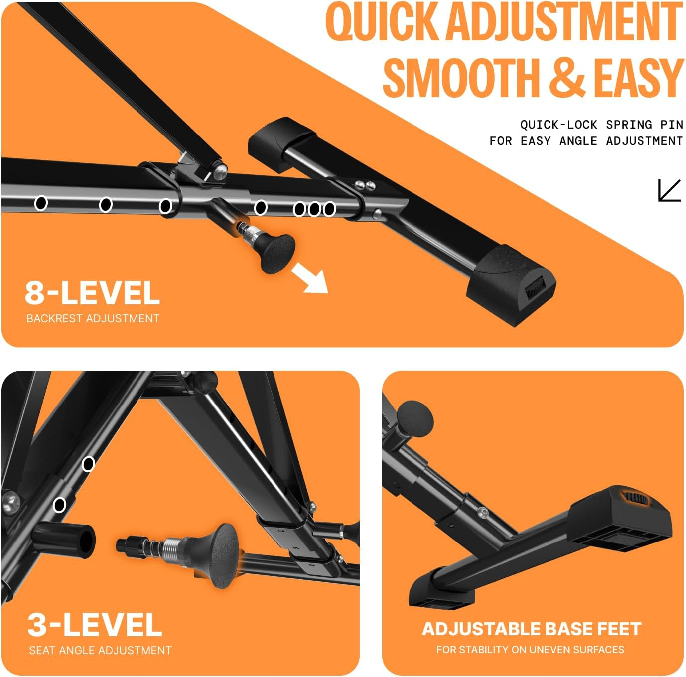 AIRHOP Upgraded Adjustable Weight Bench, Bench Press Full Body Workout, Quick Fold Space Saving, Workout Bench for Home Gym Strength Training image number 6