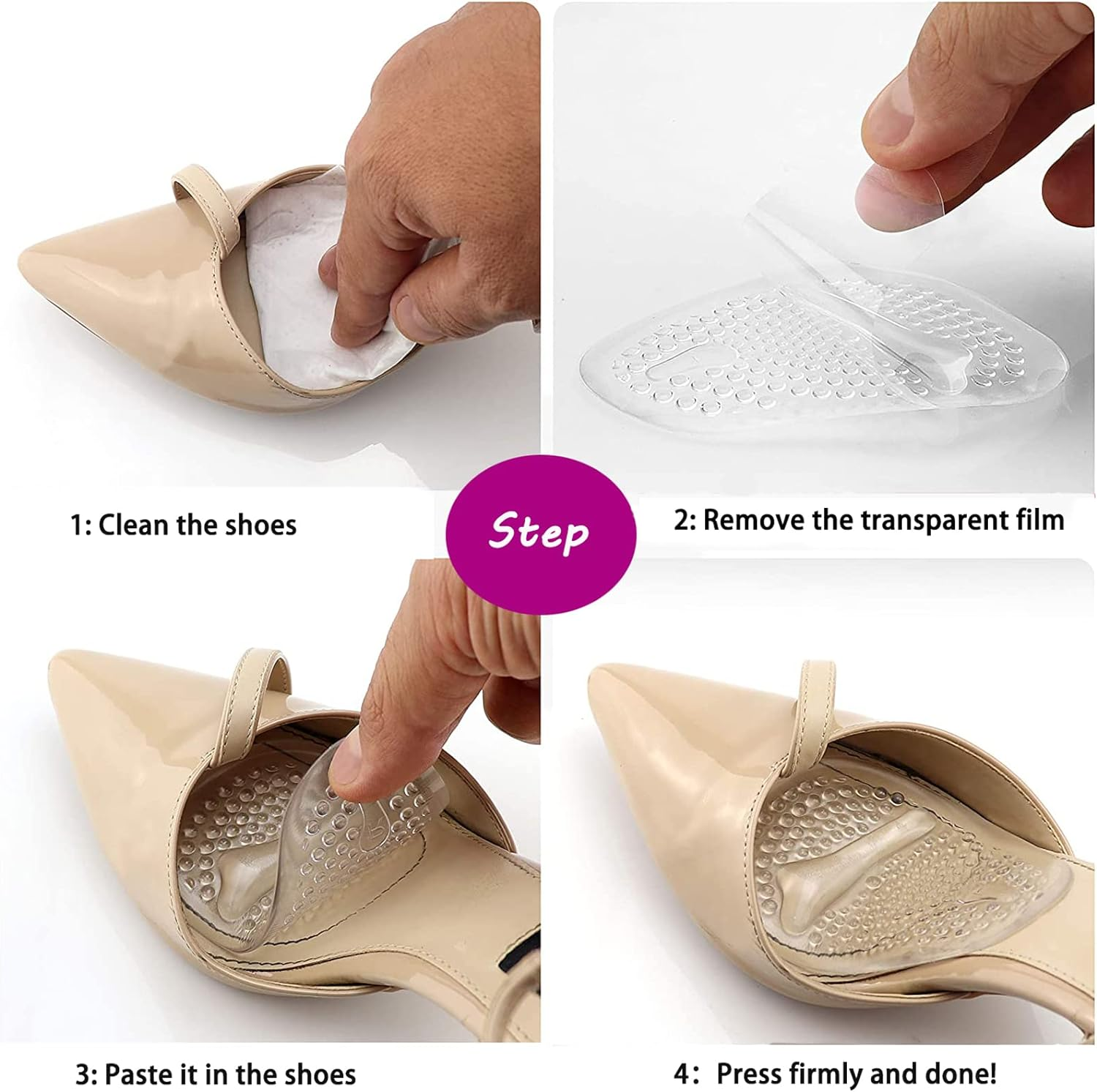 Metatarsal Pads Ball of Foot Cushions for Women, Soft Gel High Heel Cushion Insert for Pain Relief Forefoot Party Feet Anti-Slip Insole One Size Fits All - 3 Pairs&hellip; image number 4