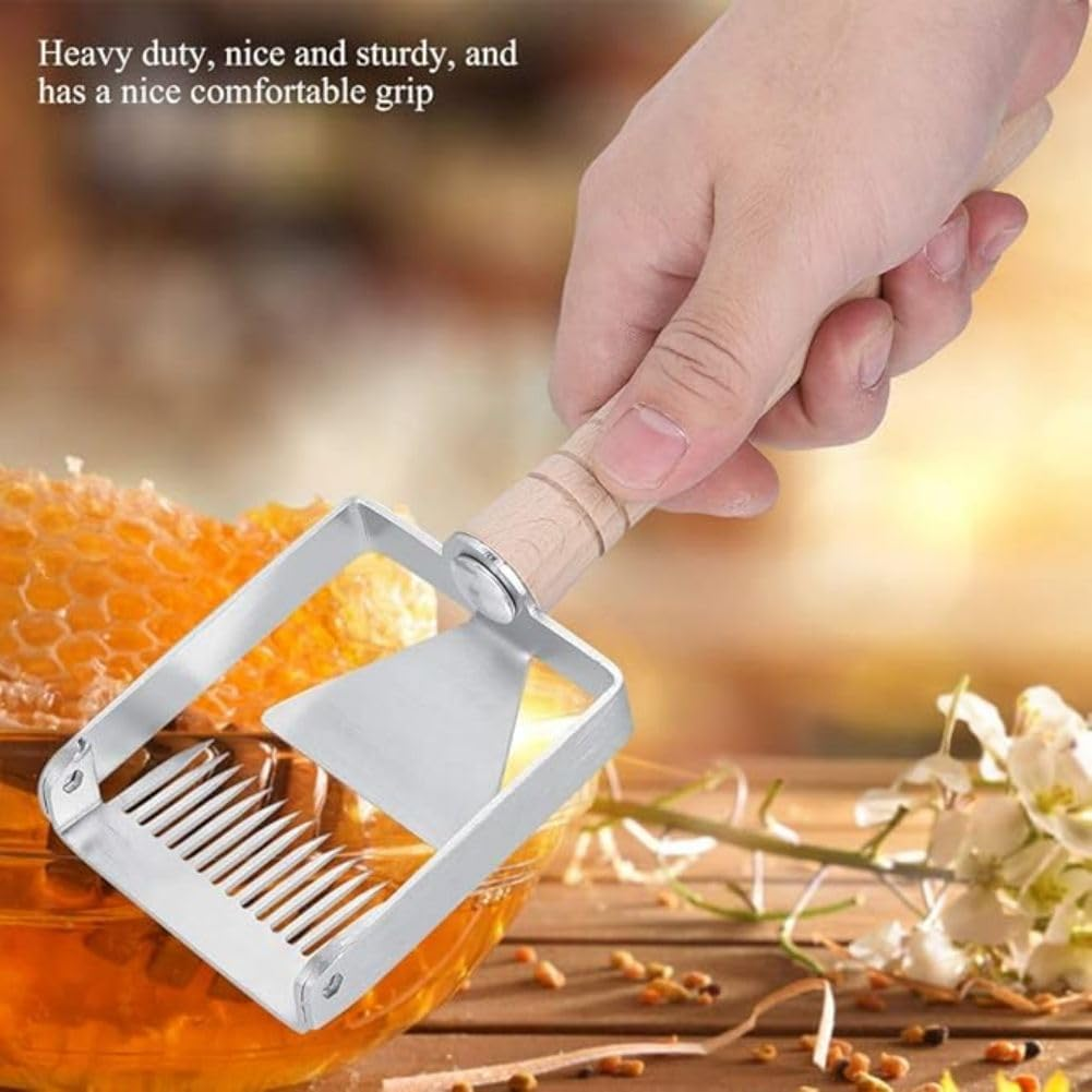 Honey Uncapping Fork Iron Stainless Steel Honeycomb Honey Scraper,Wooden Handle Beekeeping Beekeeper Equipment Tool image number 2