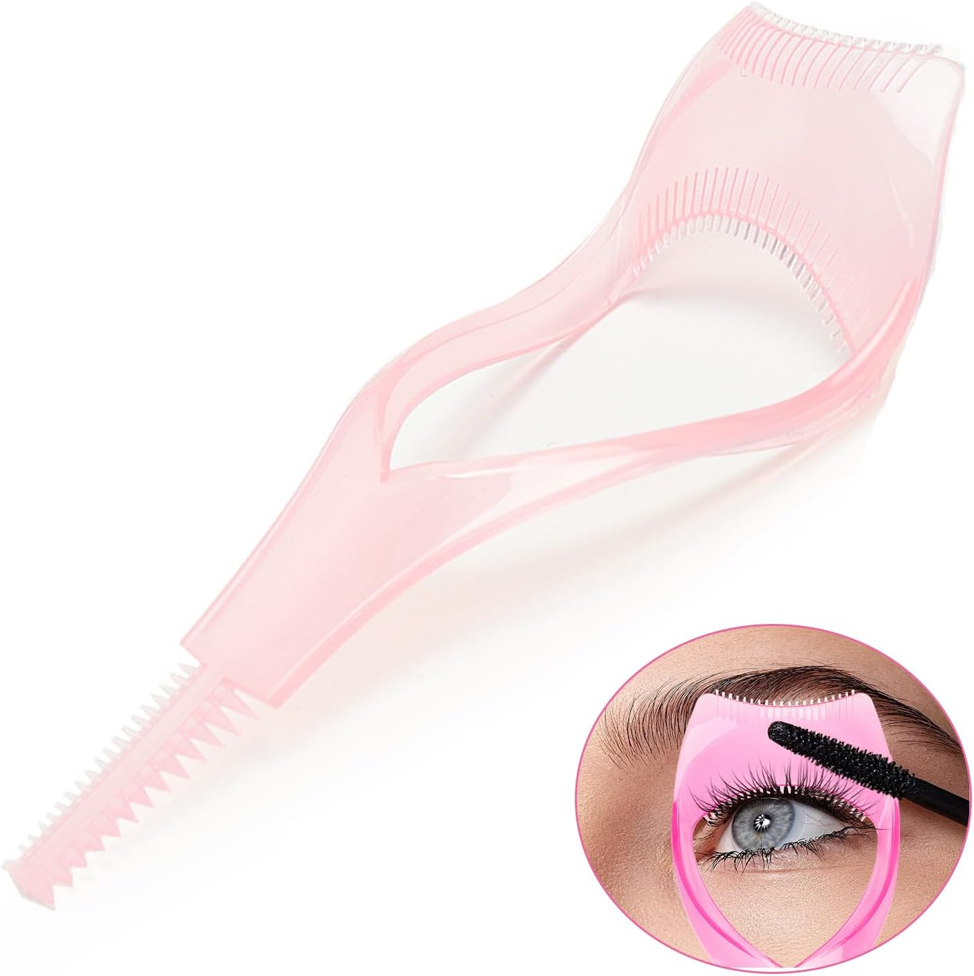 ELTONGUU Mascara Shield Guard Magic Useful Cosmetic Mascara Eyelash Comb Applicator Helper Guide Card Tool 3 in 1 Upper Lower Mascara Applicator Tool Lash Buddy Blush image number 5