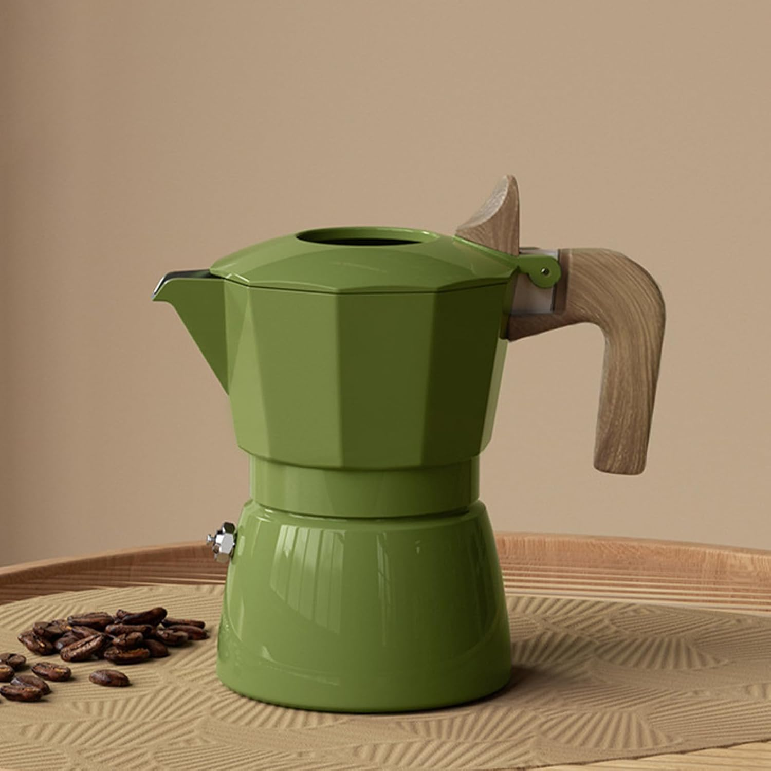 NOENNULL Stovetop Espresso Maker, Stove Top Espresso Coffee Maker Espresso Pot for Italian Coffee Maker, Camping Coffee Pot (Green) image number 1