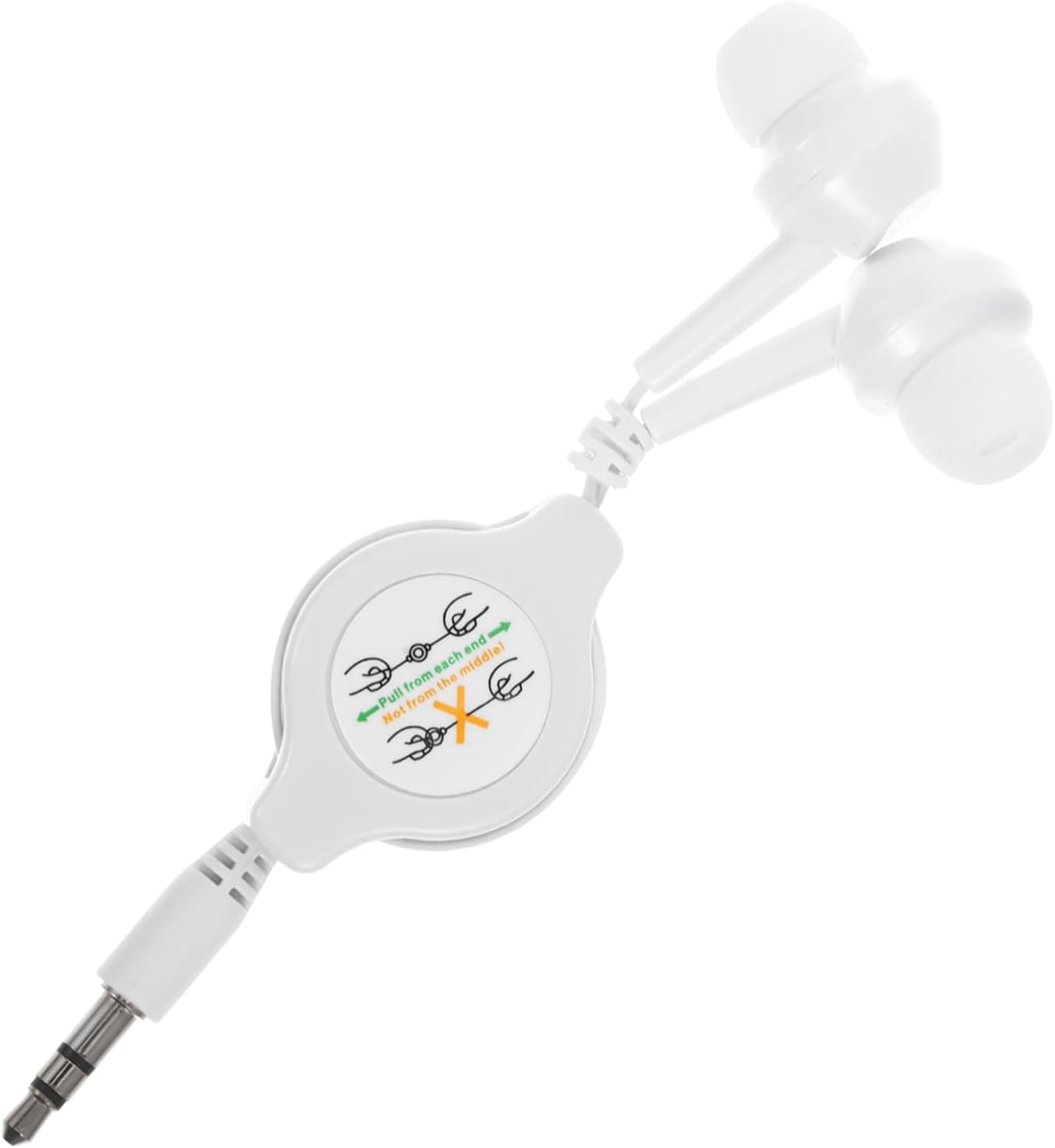 CIYODO Retractable In-Ear Earbuds Wired Headphones for Boys and Girls 3.5Mm Connector White Suitable for Mp3 Players and Digital Devices image number 3