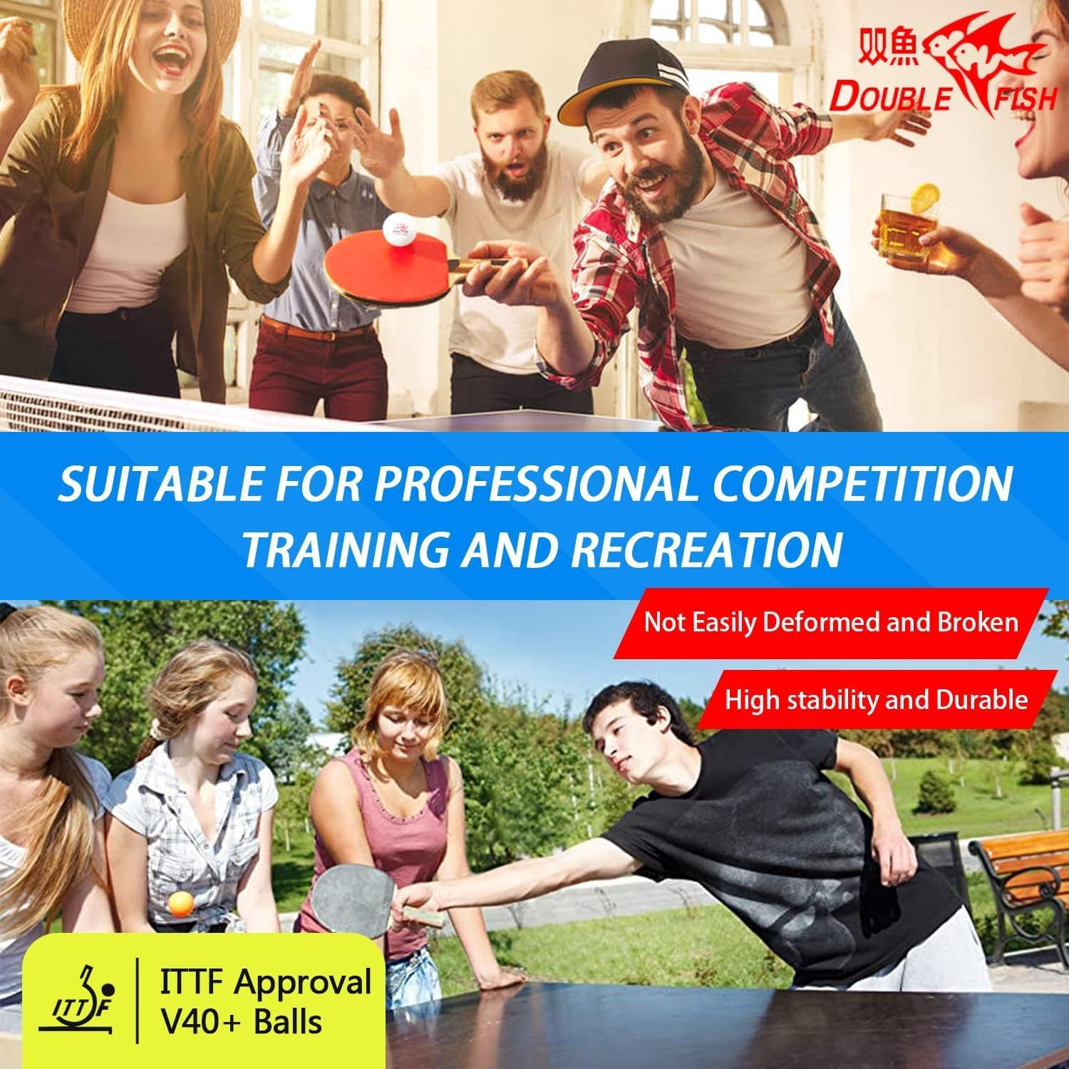 DOUBLE FISH Ping Pong Balls White ITTF Approval Professional 3-Star Ping Pong Ball WTT Smash Offical Table Tennis Balls 40+ABS Training Balls Liu Shiwen Training Competition image number 4