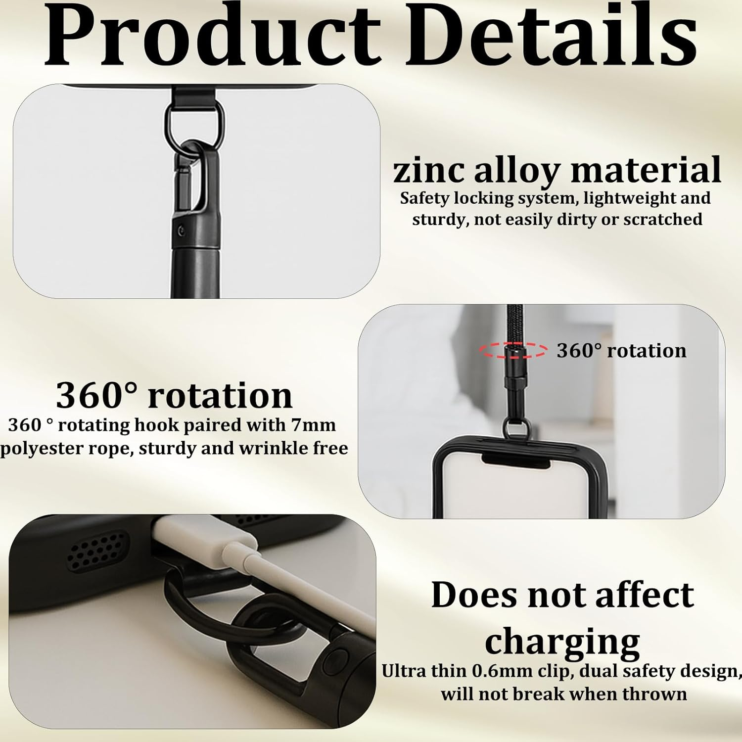 4 Pack Adjustable Phone Lanyard, anti Theft Wrist Strap for Smartphones and Cameras, Universal Phone Strap with Quick Release Buckle, Durable Mobile Phone Accessory for Travel and Workouts