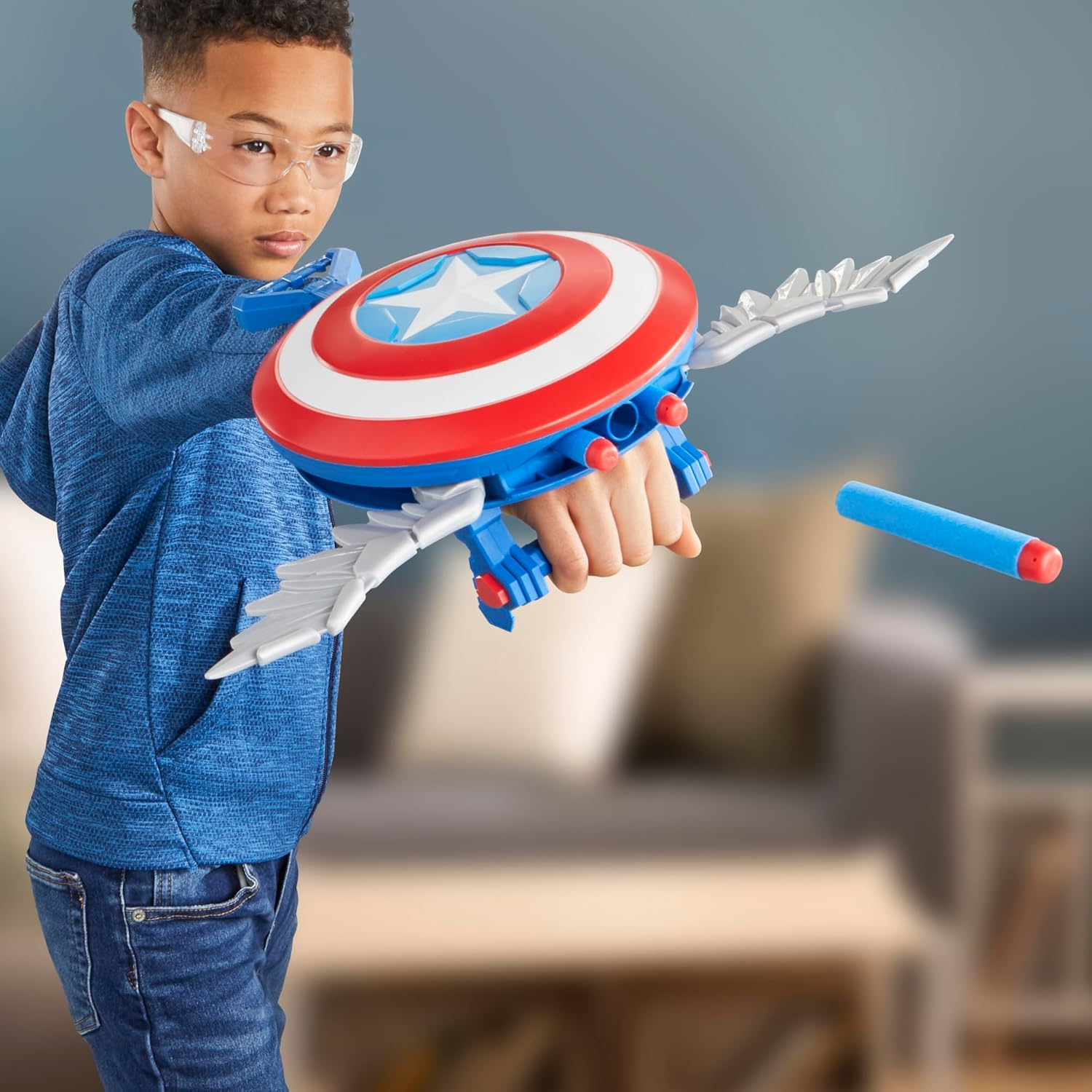 Marvel Studios Captain America Brave New World NERF Skyshot Blaster, Shield Roleplay Toy, Super Hero Toys for Kids 5 and Up image number 2