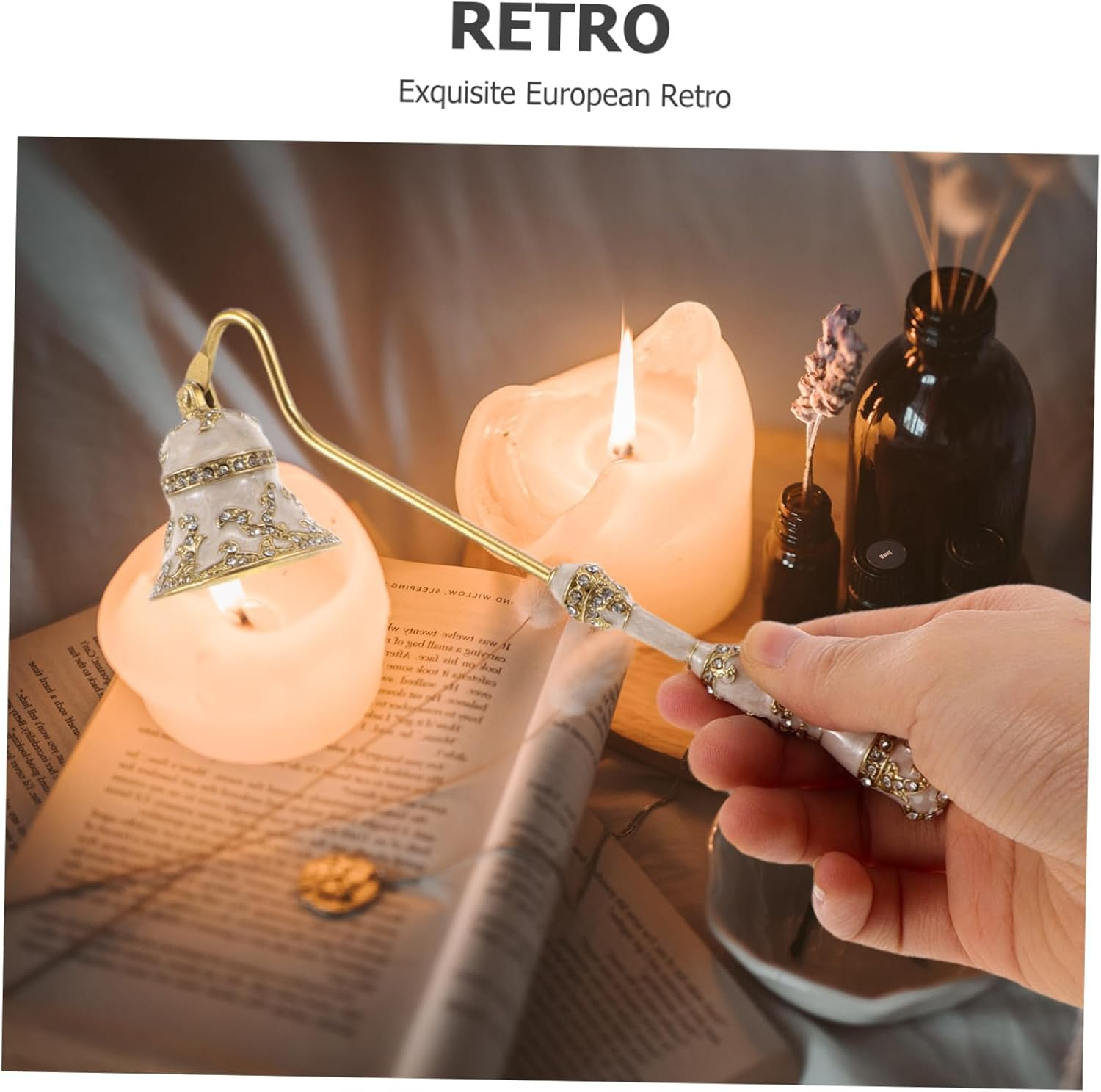 Beaupretty Candle Flame Extinguisher Decorative Metal Tool Safe and Easy Wick Snuffer for Aromatherapy Candles image number 1