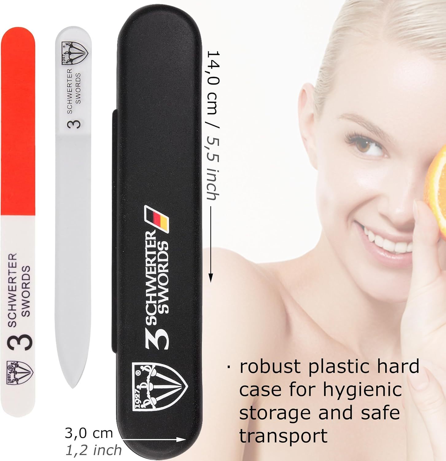 THREE SWORDS - CRYSTAL GLASS NAIL FILE for Natural and Artificial Nails - Durable - Washable - Finest Quality - 11Cm - MANICURE - PEDICURE - GROOMING - NAIL CARE by THREE SWORDS (270313) - Glass File (1 Pc.) image number 2