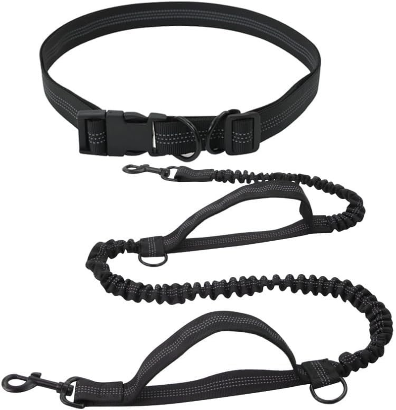 Hands Free Dog Leash, Retractable Dog Leash Running with Dual Bungees for Medium and Large Dogs, Adjustable Waist Belt Stitching Leash for Running Walking Hiking Jogging Biking (Orange)