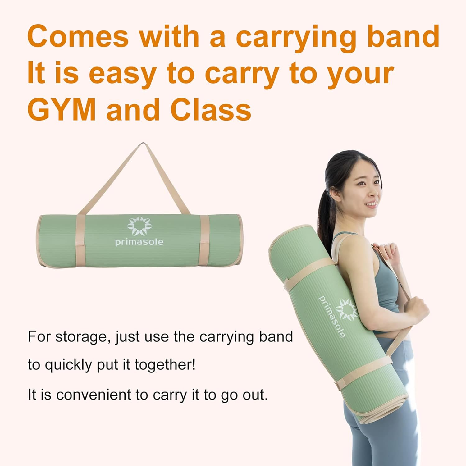 Prime Edge Guard Yoga Mat, 0.4 Inches (10 Mm), Earth Brown/Gray, Sage Green/Beige, Training, Muscle Training, Pilates, Carrying Band Included - Earth Brown/Grey image number 6