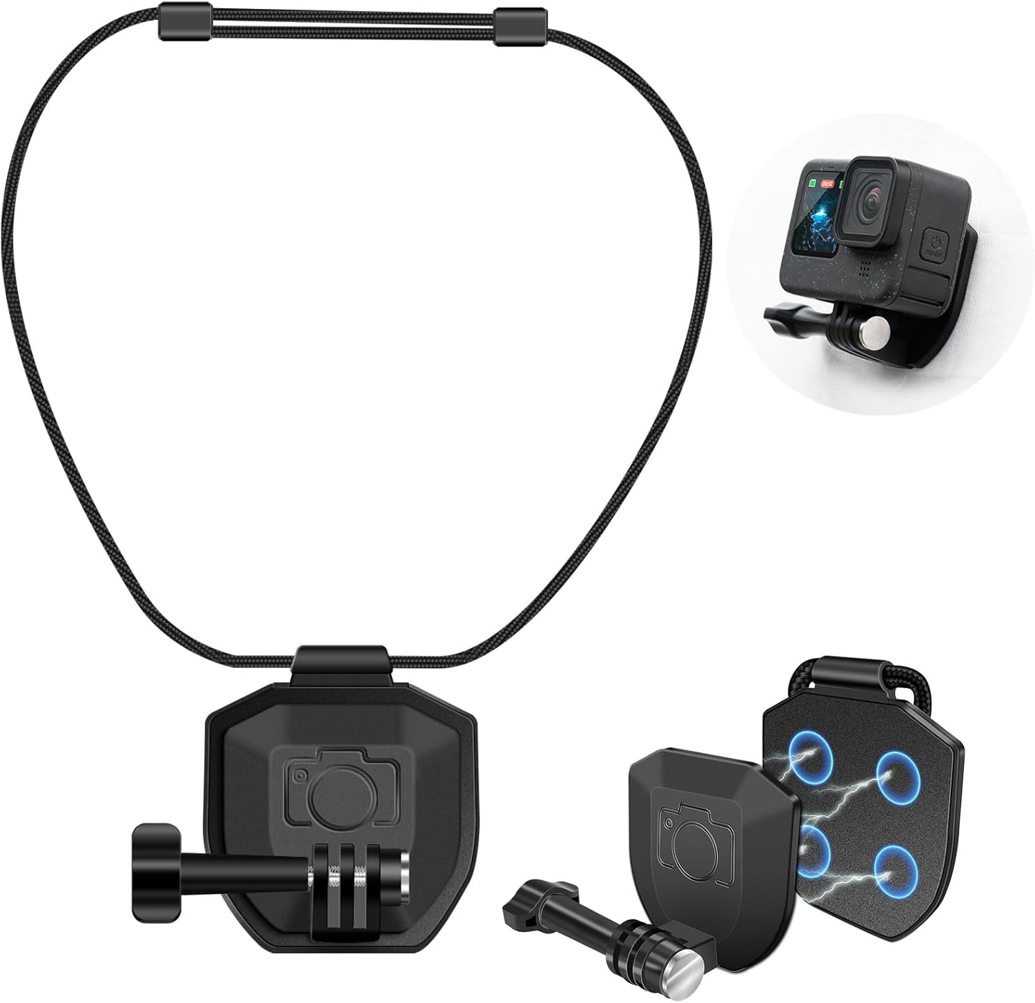 REYGEAK Magnetic Neck Strap Mount for Gopro Accessories First Person View Neck Mount Video Vlog Action Camera Mount Compatible with Gopro Hero 11 Black Hero 10/9/8/7/6/5, DJI Osmo Action 3, Insta360 Onex3 Onex2 Camera Cell Phone image number 6