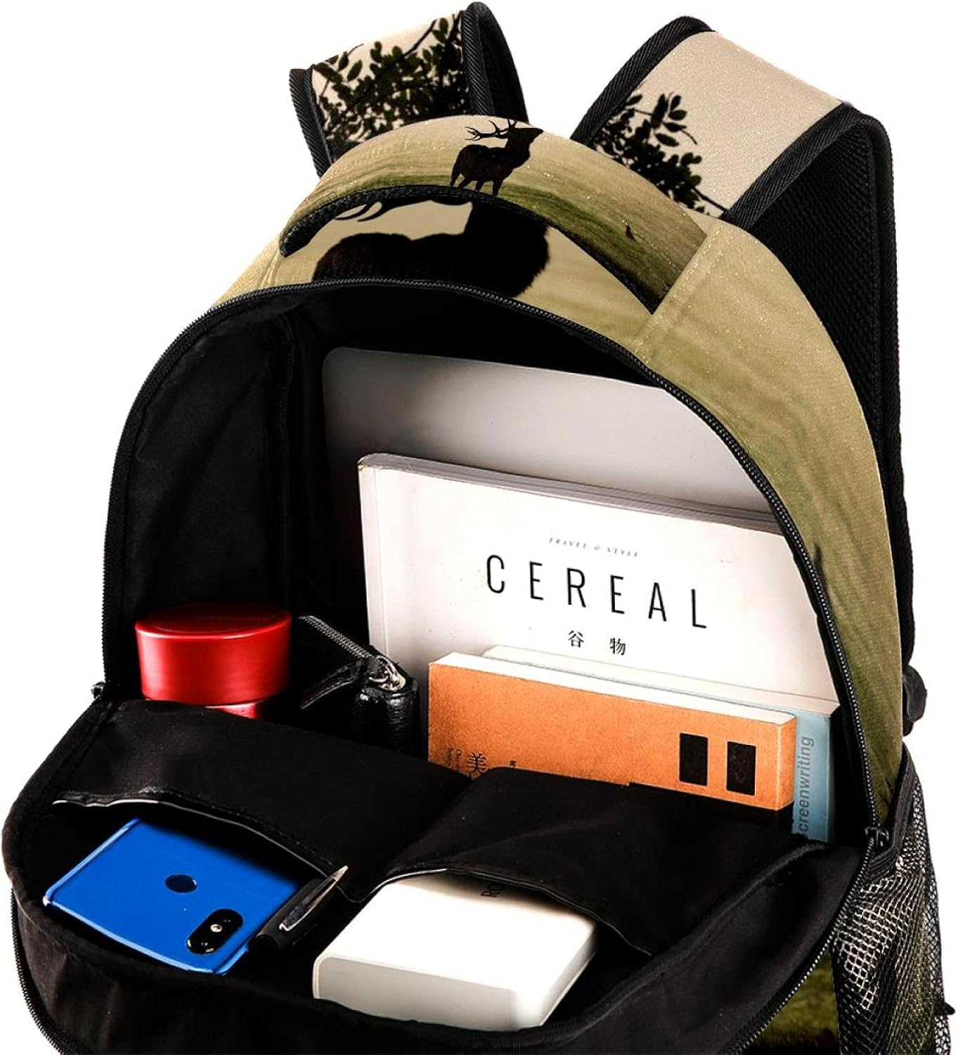 Red Deer Ant Antler Backpack Students Shoulder Bags Travel Bag College School Tote Backpacks image number 3