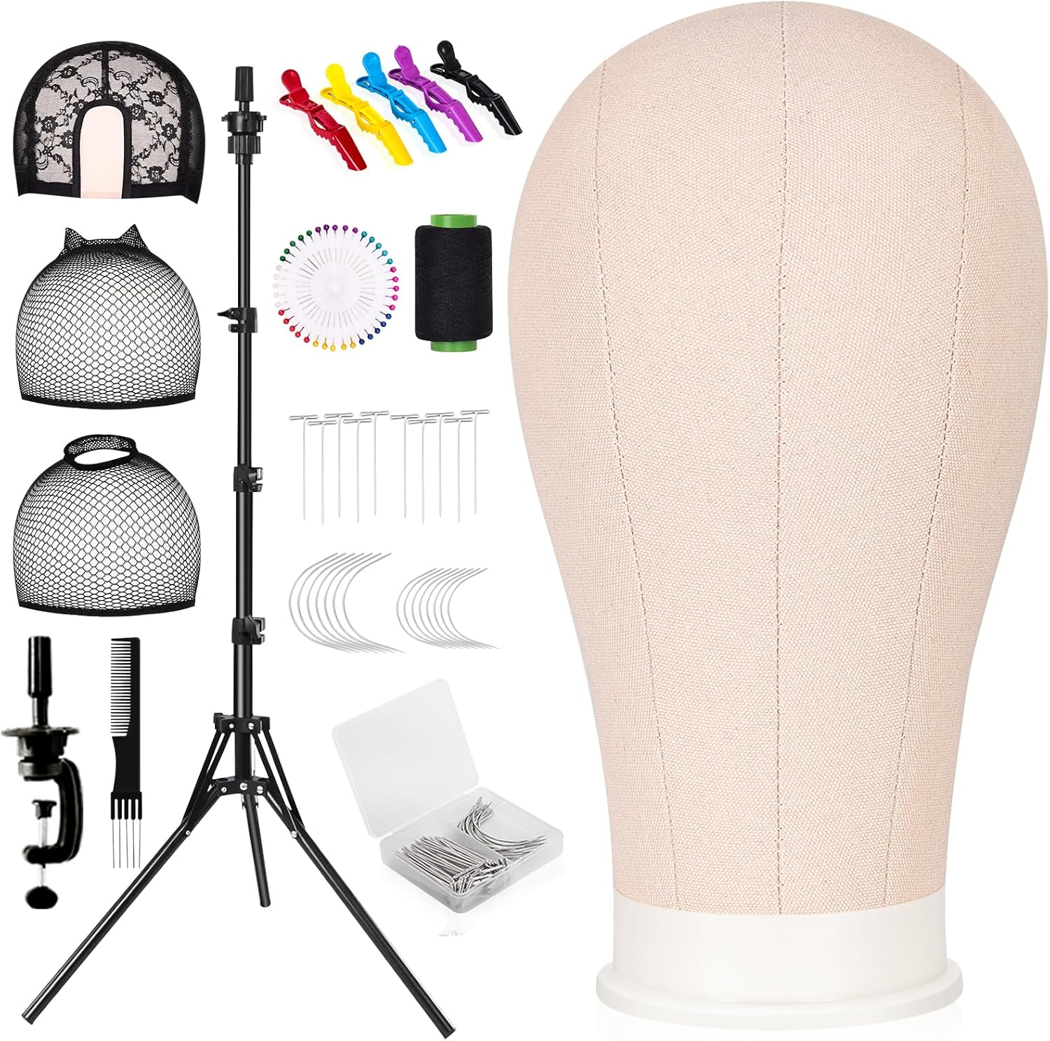 63 Inch Wig Stand Tripod with 22 Inch Head, Canvas Wig Head Stand with Mannequin Head for Wigs Mannequin Head Block Set for Wigs Making Display image number 3