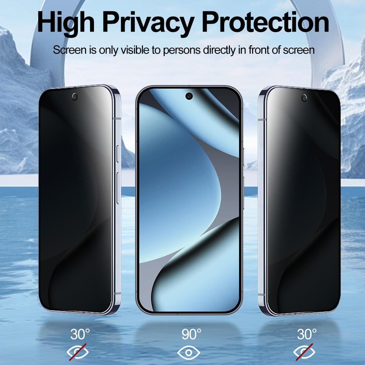 T Tersely [2-Pack] Privacy Screen Protector for Google Pixel 10 Pro XL 2025 with Easy Installation Tool, Fingerprint Compatible Tempered Glass Film Protection Private Anti-Spy Case-Friendly image number 3