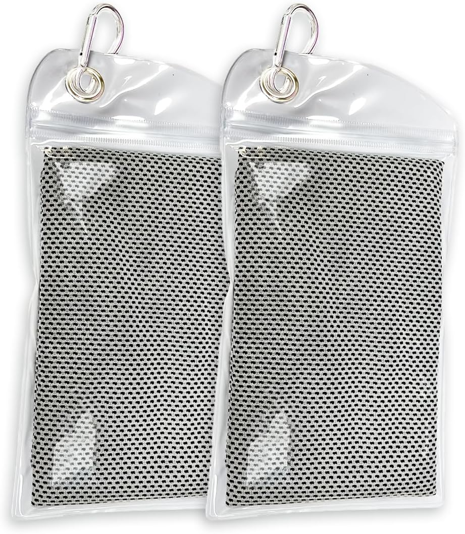 TEAONE Cooling Towels, 2 PCS Grey Breathable Towels for Yoga, Golf, Outdoor Activities (30 X 100Cm/11.81 X 39.37In)