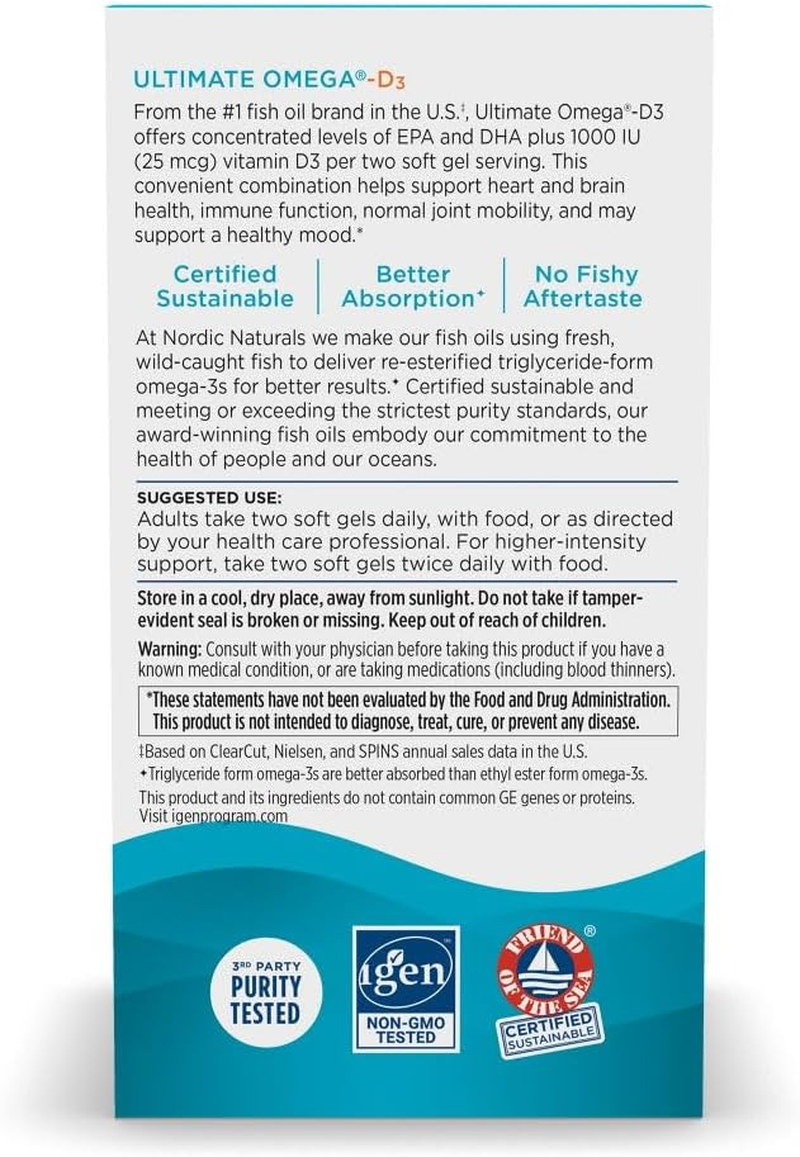 Nordic Naturals Ultimate Omega D3 60 Softgels