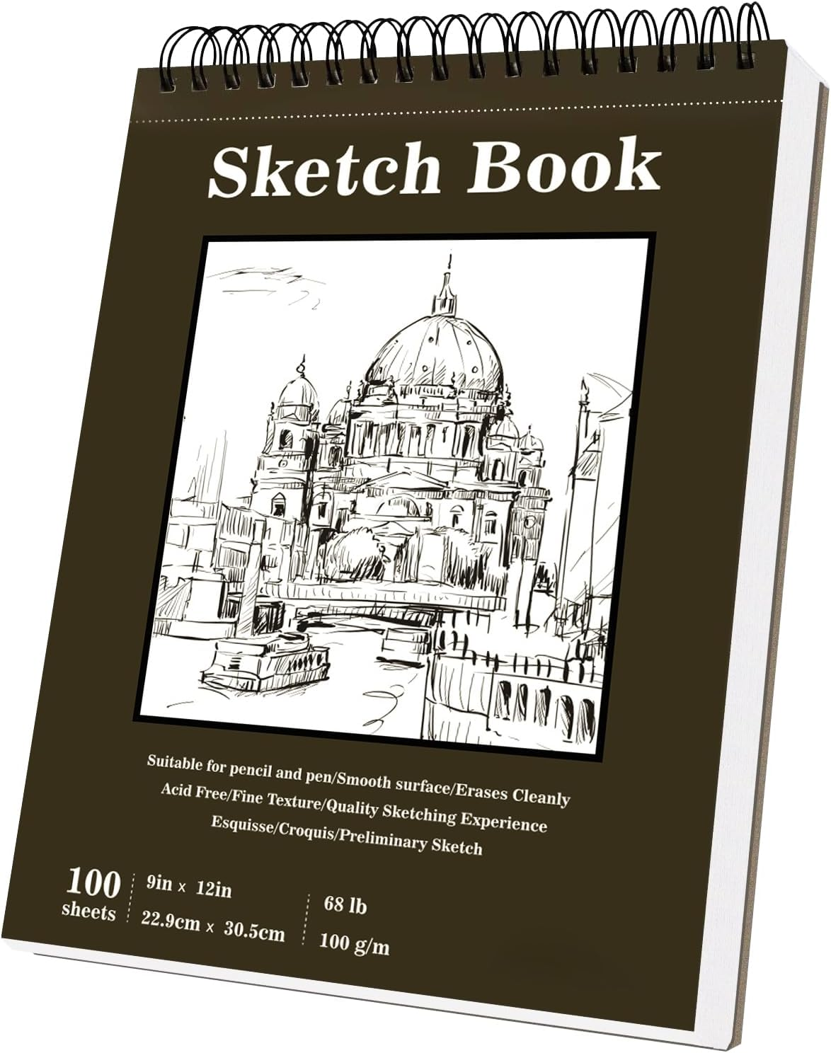 COZY CORE Spiral Bound Sketchbook, 9X12 Inch 100-Sheet (68Lb/100Gsm) Acid-Free Art Paper Pad, Drawing Painting Sketching Writing Notebook for Kids Adults Beginners Artists image number 2