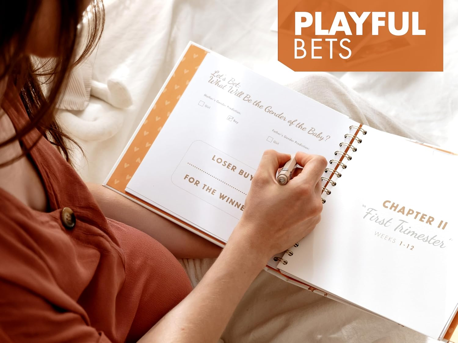 Pregnancy Journal for First Time Moms 2025, Baby Memory Book Baby Shower Item with Photo Album, Footprint Kit Included, Scrapbook Milestones, Trimester Tracker for Expecting Moms from Bump to Birth image number 1