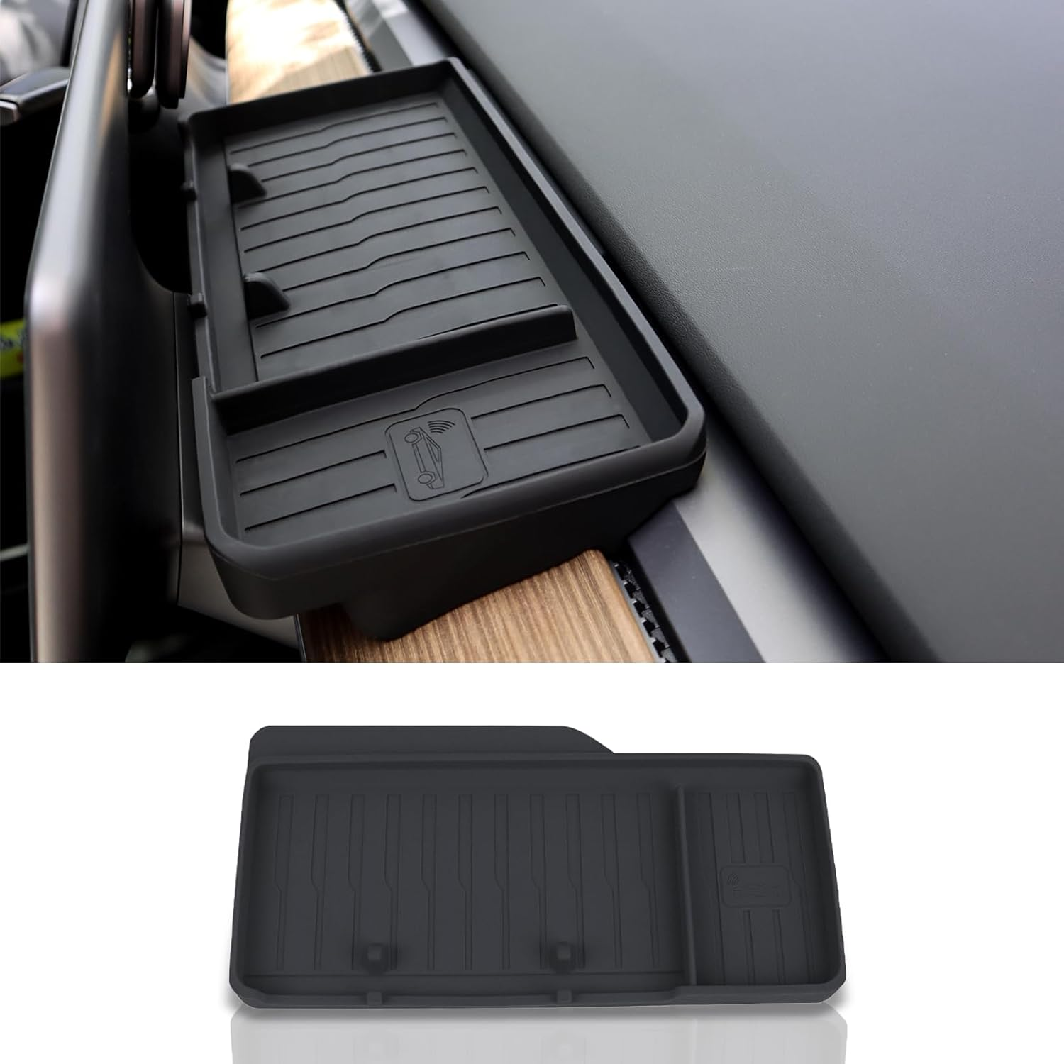 Rislobx Tesla Model 3 Model Y Center Console Organizer Tray Hidden behind Screen Storage Box Dashboard Sunglasses Holder Tesla Accessories (Black)