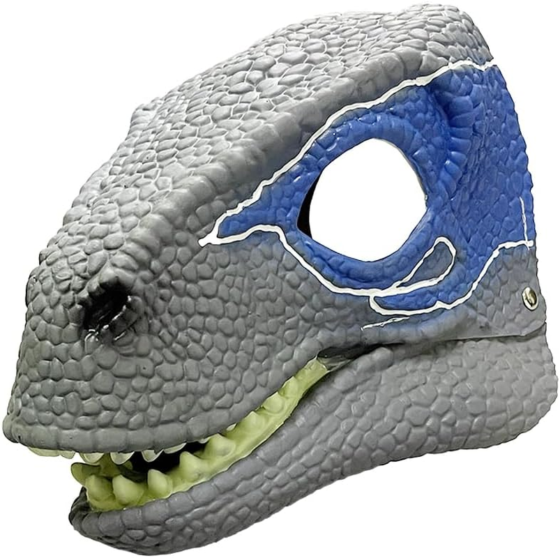 Dinosaur Mask with Blue Eyes, Dino Mask Moving Jaw, Dinosaur Cosplay Party Costume Role-Play Toys Halloween Masks