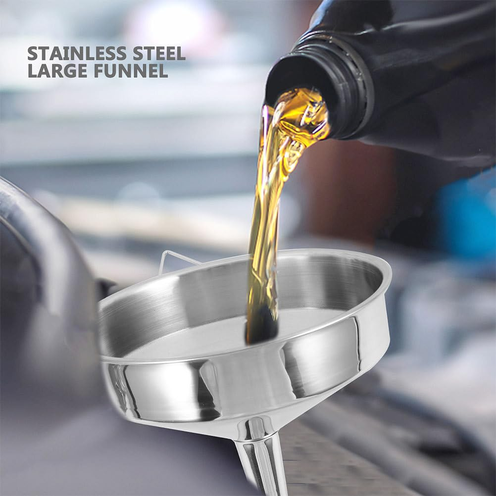 Gatuida Super Large Stainless Steel Large Funnel for Cooking Oil and Transmission Liquid and Powder Food Grade Metal Kitchen Funnels image number 1
