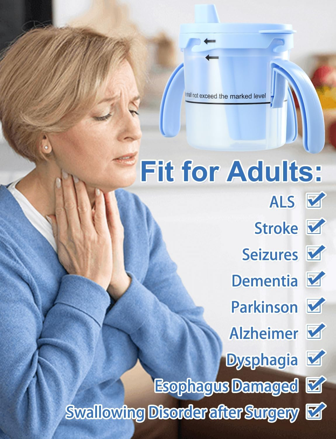 Dysphagia Cups for Adults 5Cc 10Cc 15Cc, Limited Slow Flow Dysphagia Regulating Drinking Cup for Elderly People with Swallowing Disorders, Prevent Choking and Aspiration image number 4