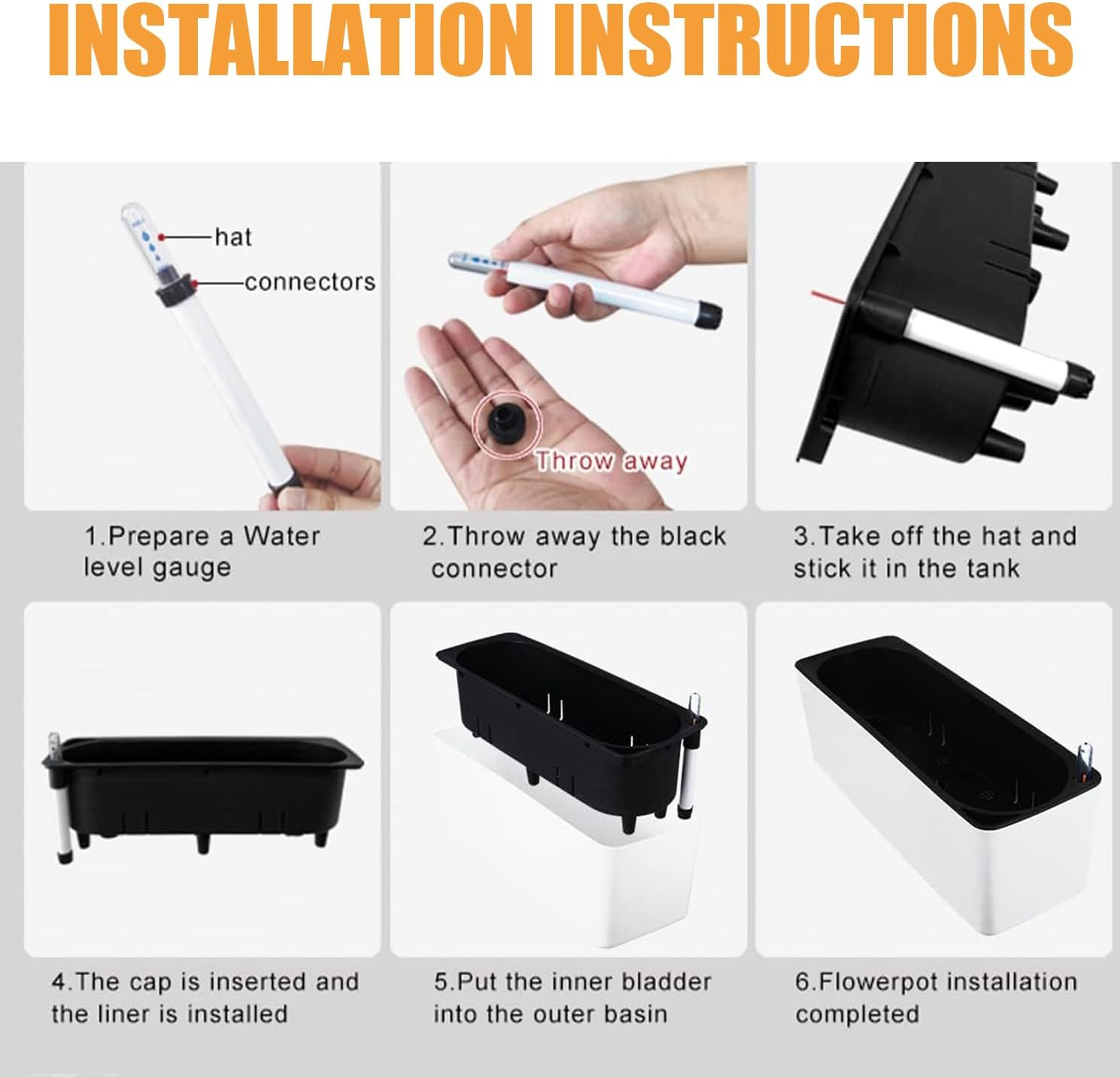 Self Watering Planters Rectangular Window Herb Planter Box for Indoor Plants Garden Balcony, Window Sill Planters with Water Gauge Indicator (2Pcs) image number 5