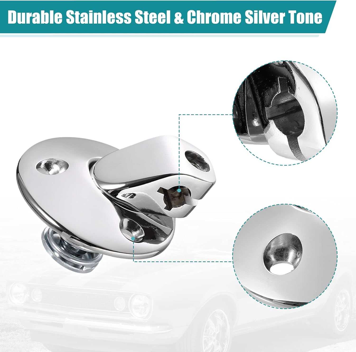 X AUTOHAUX 2 Pair Sunvisor Support Brackets Kit Replace 7790753 for Buick for Chevrolet for Pontiac for Oldsmobile 1964-1973 Chrome W/Screws Bushing Tips for Coupe Sun Visor Metal image number 3