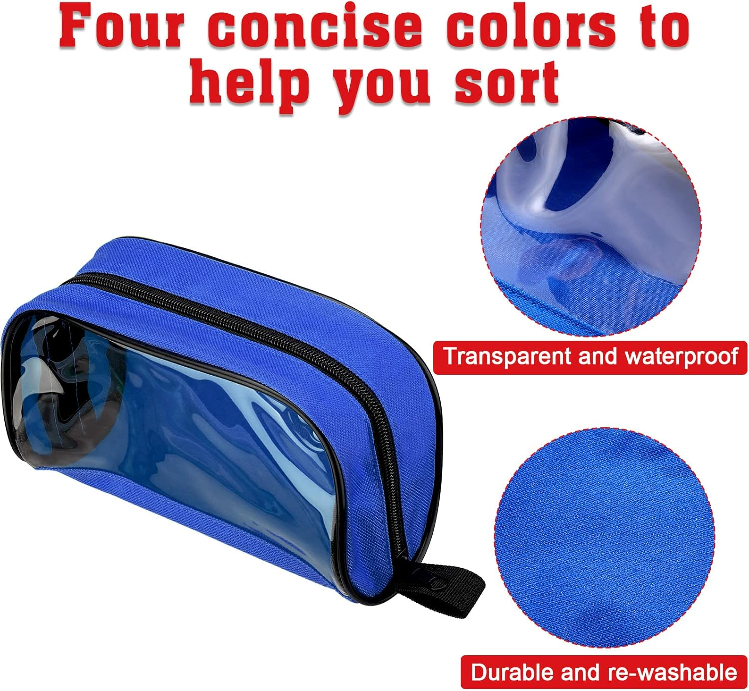 4 Pcs Empty First Aid Bag Color Coded Kit Accessory Pouches Zippered Organizer Storage Pouch Case with Transparent Window for Medical Supplies Travel, 4 Colors image number 1