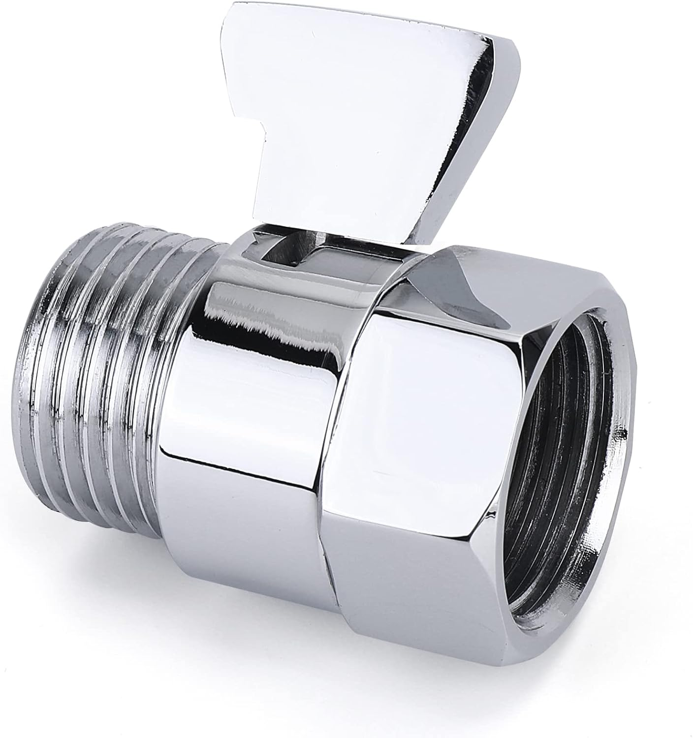 Shower Shut off Valve Shower Head Flow Restrictor Shower Flow Control Valve Brass Shut off Valve for Handheld Shower, Chrome image number 3