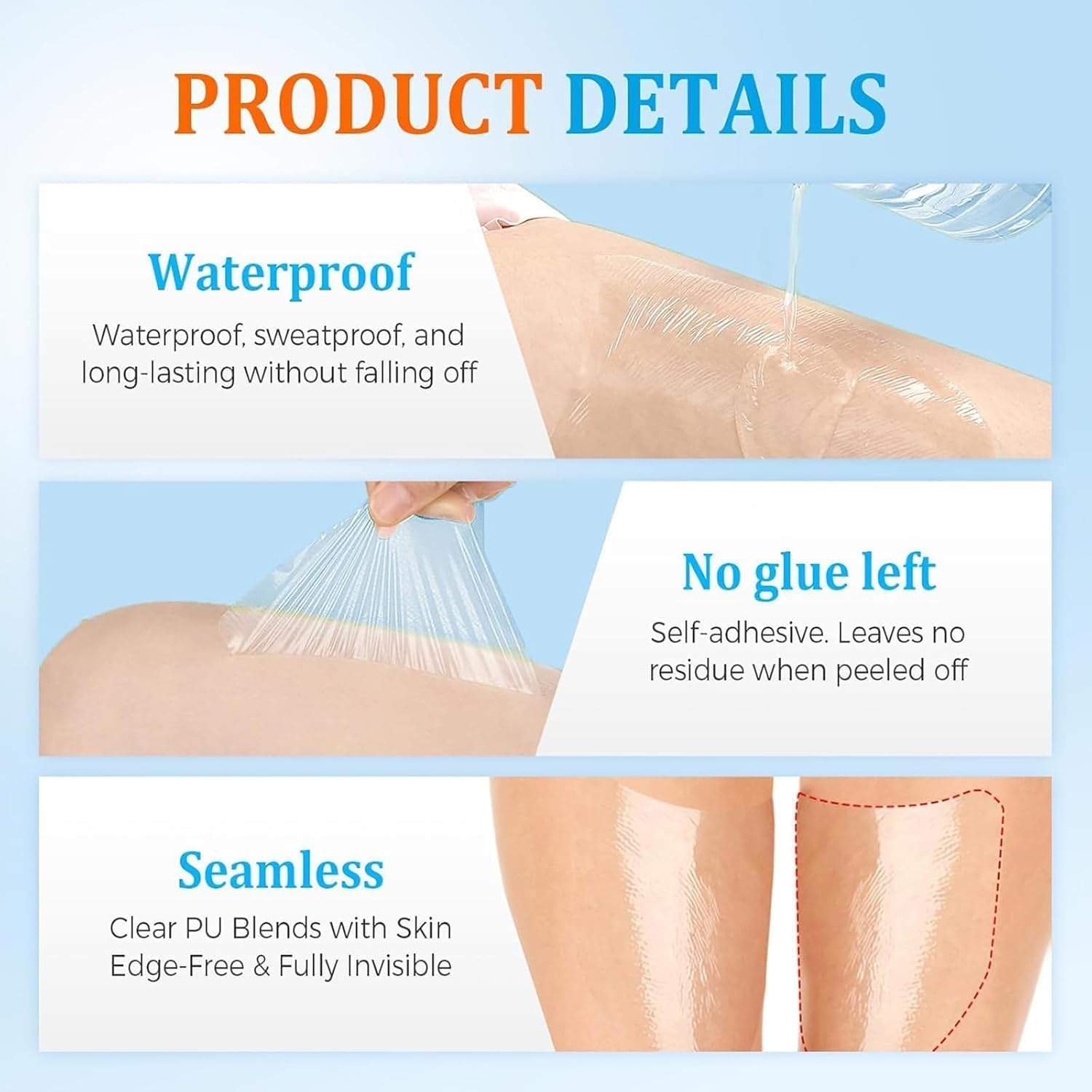 30Pcs Transparent Anti-Friction Legs Patches, Legs Invisible Thigh Lifting Stickers Patches, Invisible Inner Thigh Lift Tape, Adhesive Transparent Body Octagon Tape for Women Leg Inner image number 2